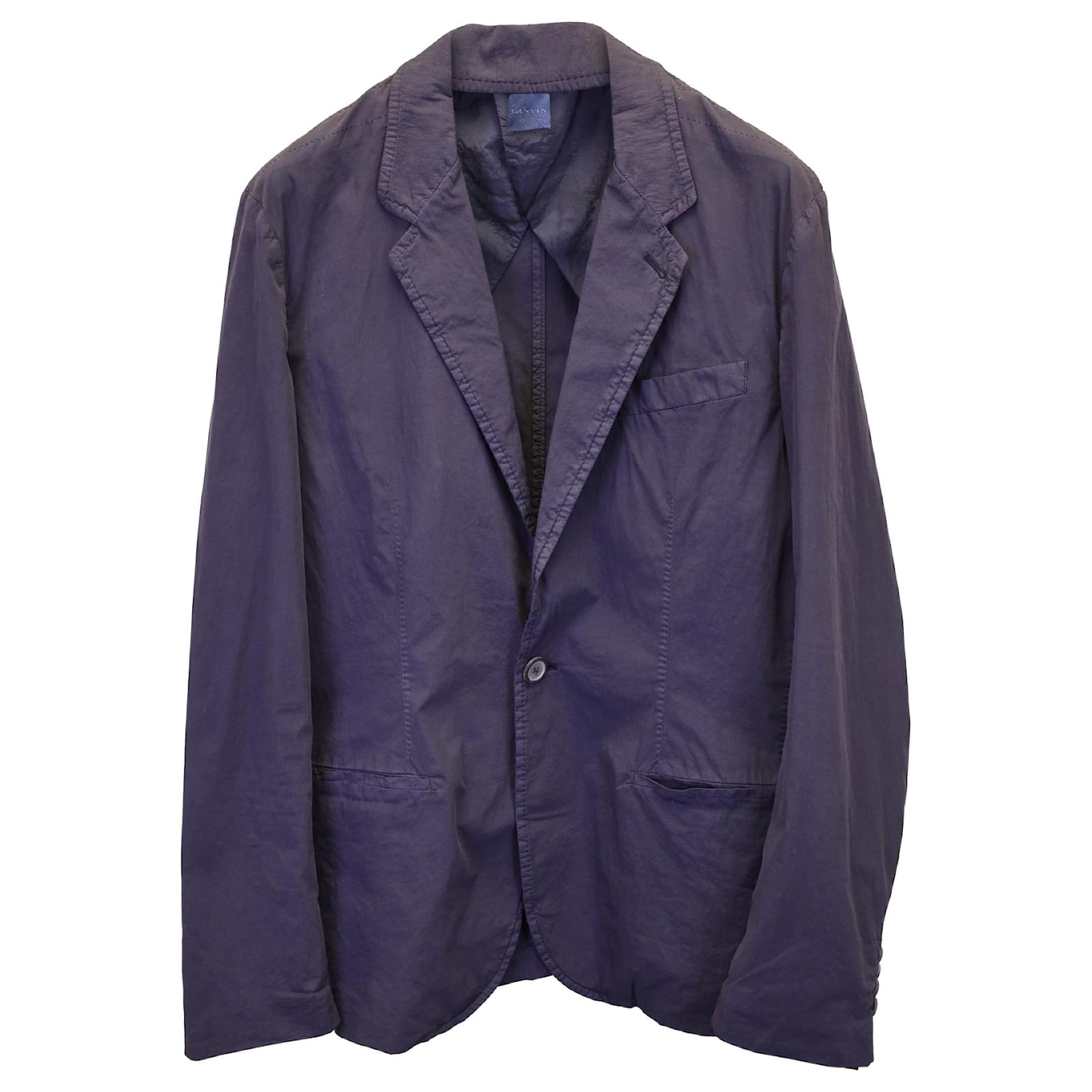 Lanvin Light Sport Coat in Navy Blue Cotton Joli Closet