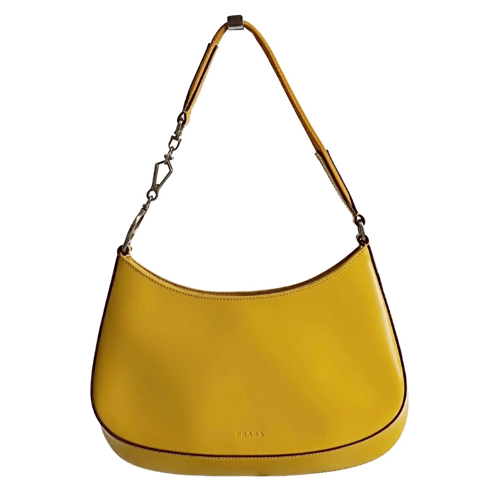 ショルダーバッグ・ポシェット *PRADA* Mini Cleo Brushed Leather Shoulder Bag Yellow 1BH188 Prada Cleo Leather Mini Bag in Yellow | Lyst