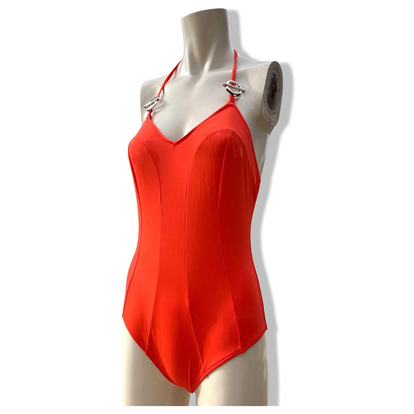 Superb Christian Dior swimsuit, one piece, pop red color Orange