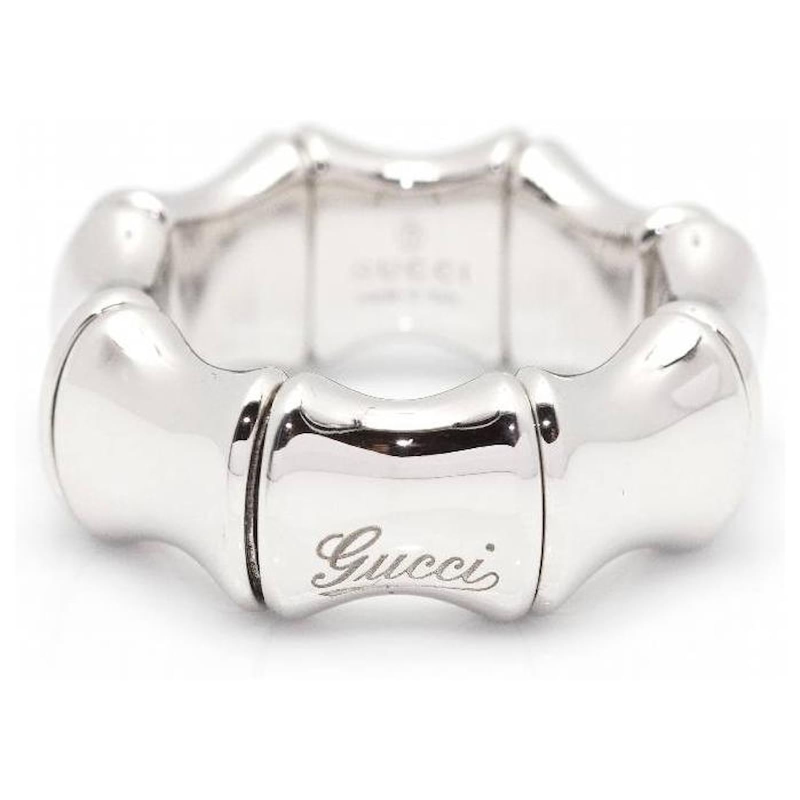 GUCCI BAMBOO SPRING Ring White Gold. Silvery ref.1204723 - Joli Closet