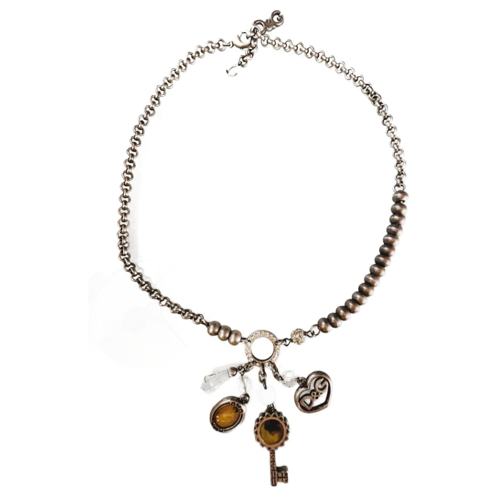 Vintage DOLCE & GABBANA necklace in burnished steel with cameo