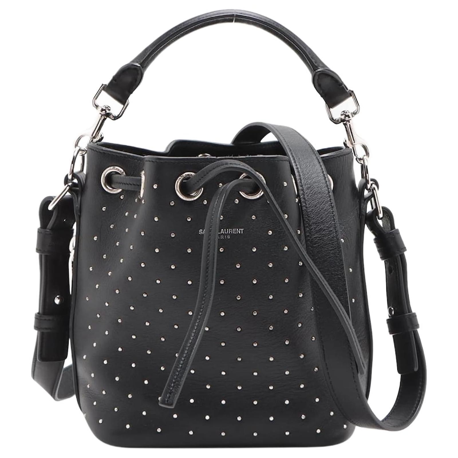 Saint Laurent Black leather studded bucket bag ref.1208538