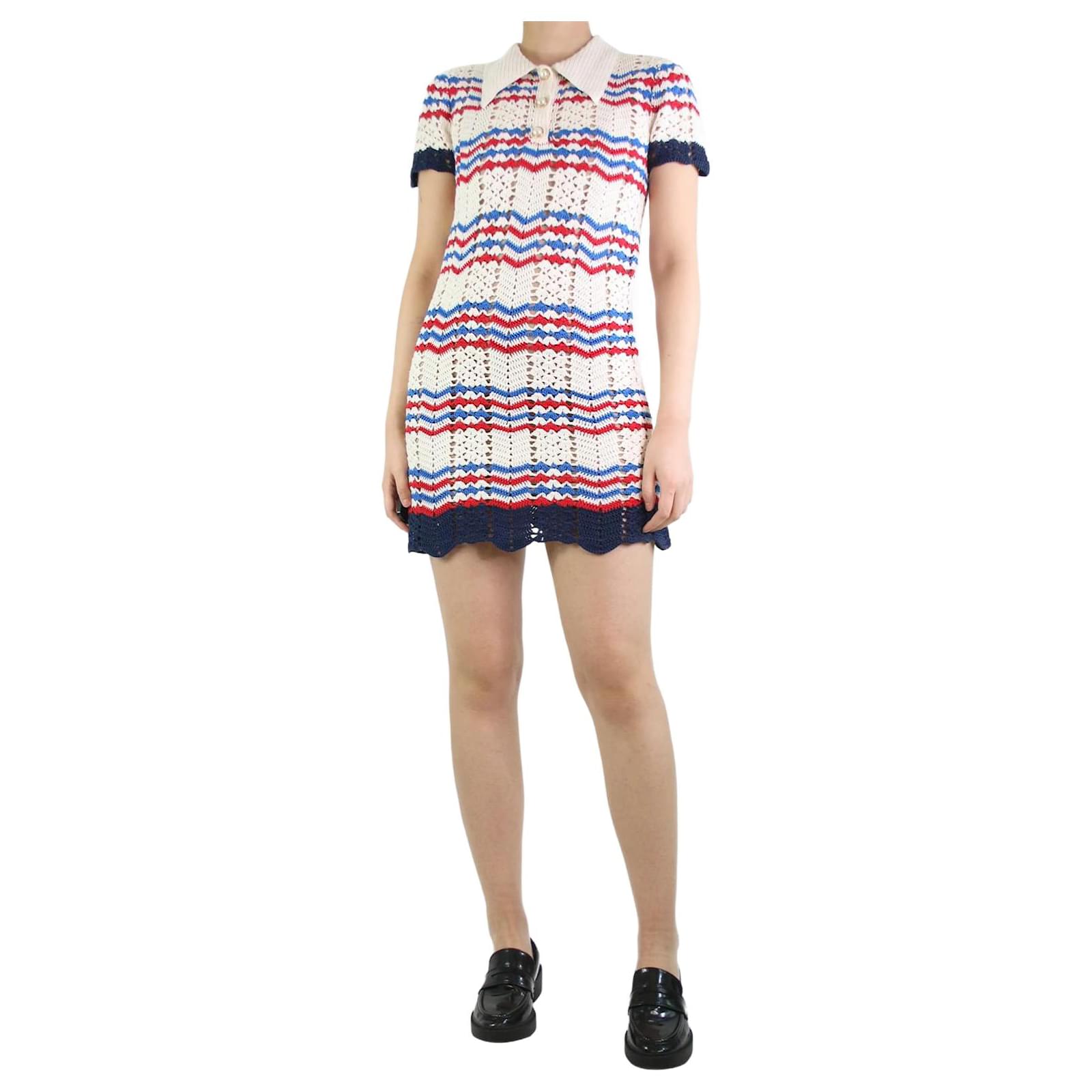 Casablanca Multicoloured striped crochet knit dress - size S Multiple  colors Cotton ref.JC1215664 (Sold) - Joli Closet
