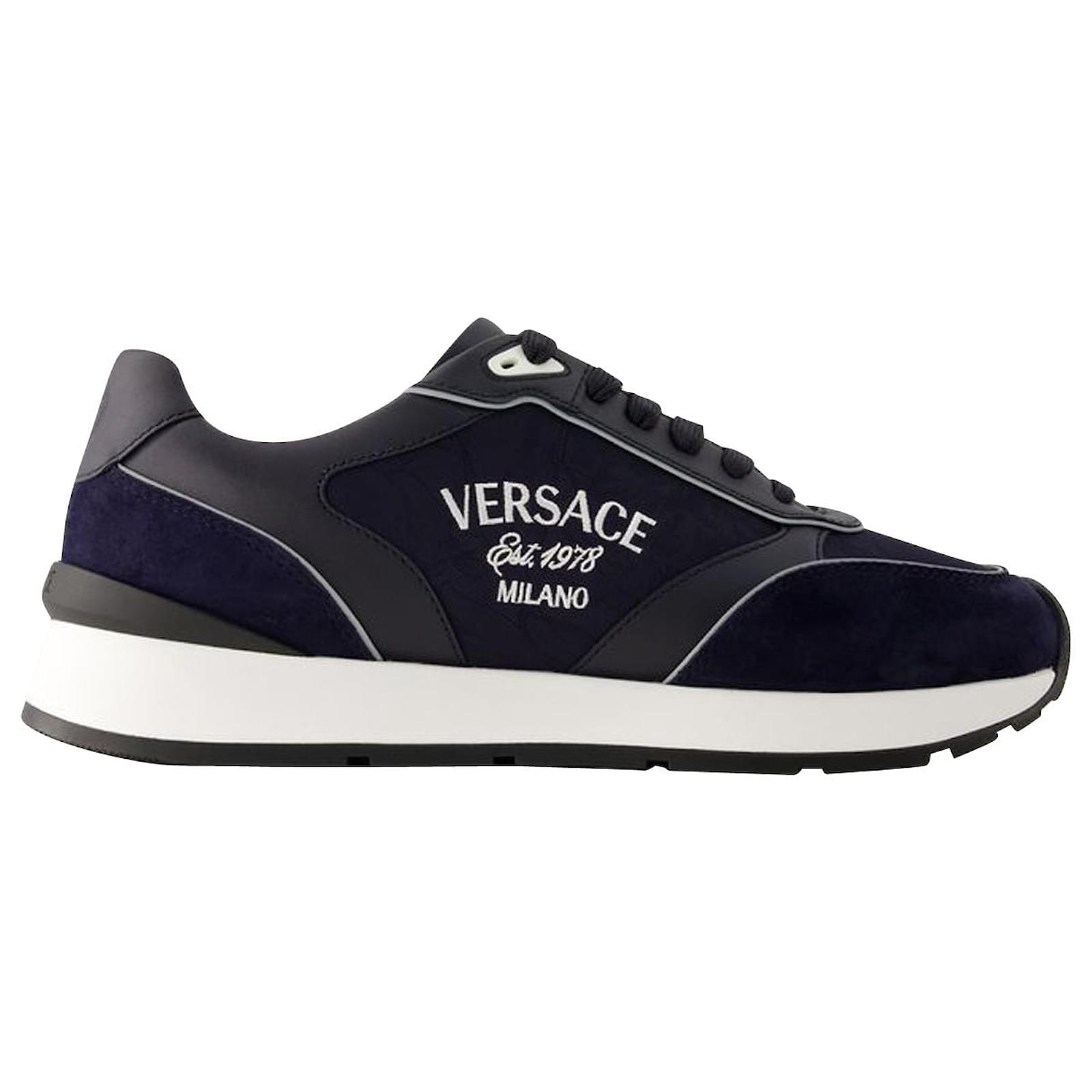 Versace Blue Leather Sneakers main image 1