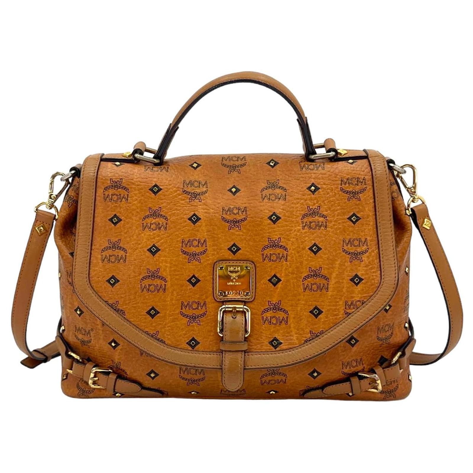 MCM Umhängetasche FlapBag Crossbag Tasche Cognac Bag Studs Nieten  