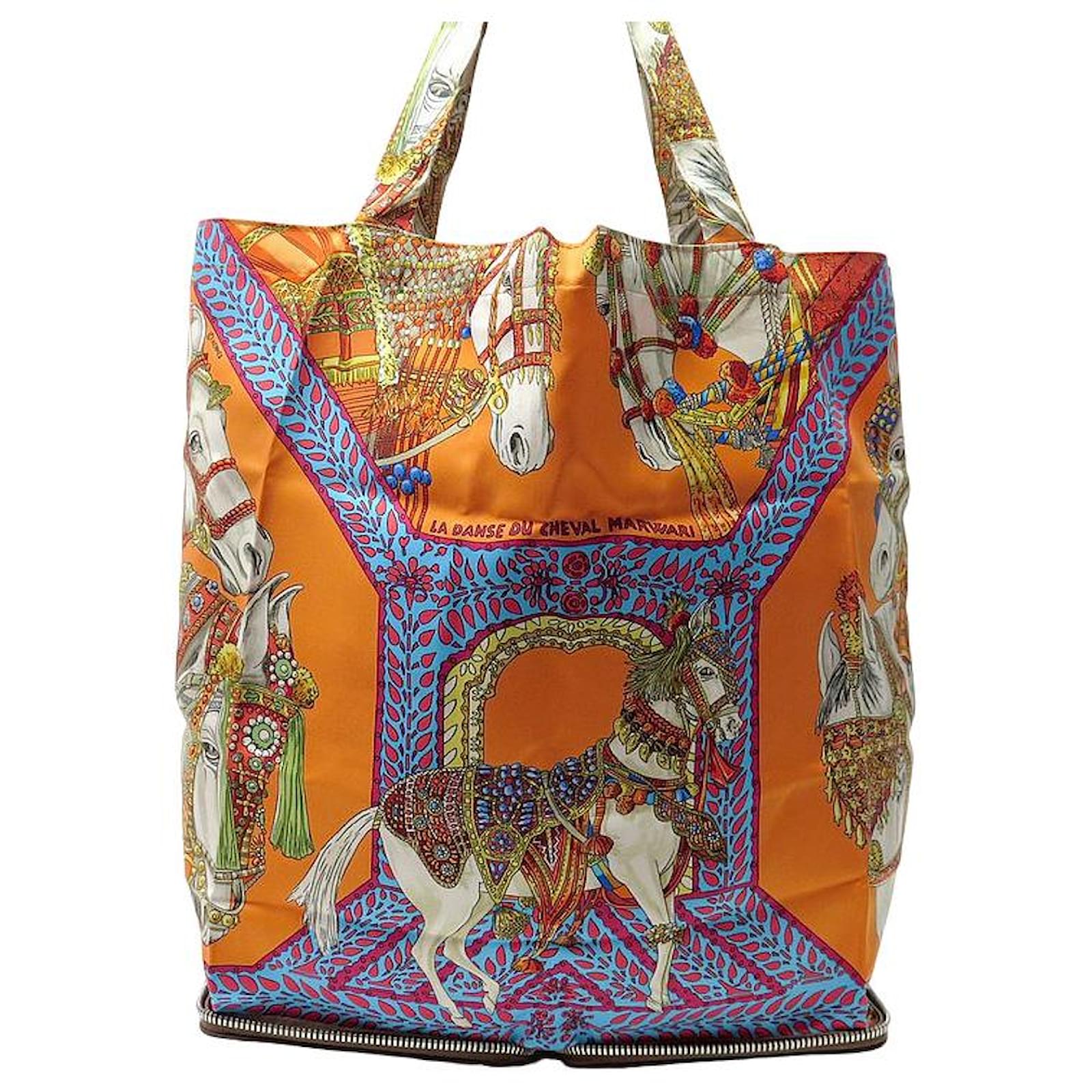 HERMES SILKY POP HANDBAG THE HORSE DANCE MARWARI LEATHER SILK HAND BAG