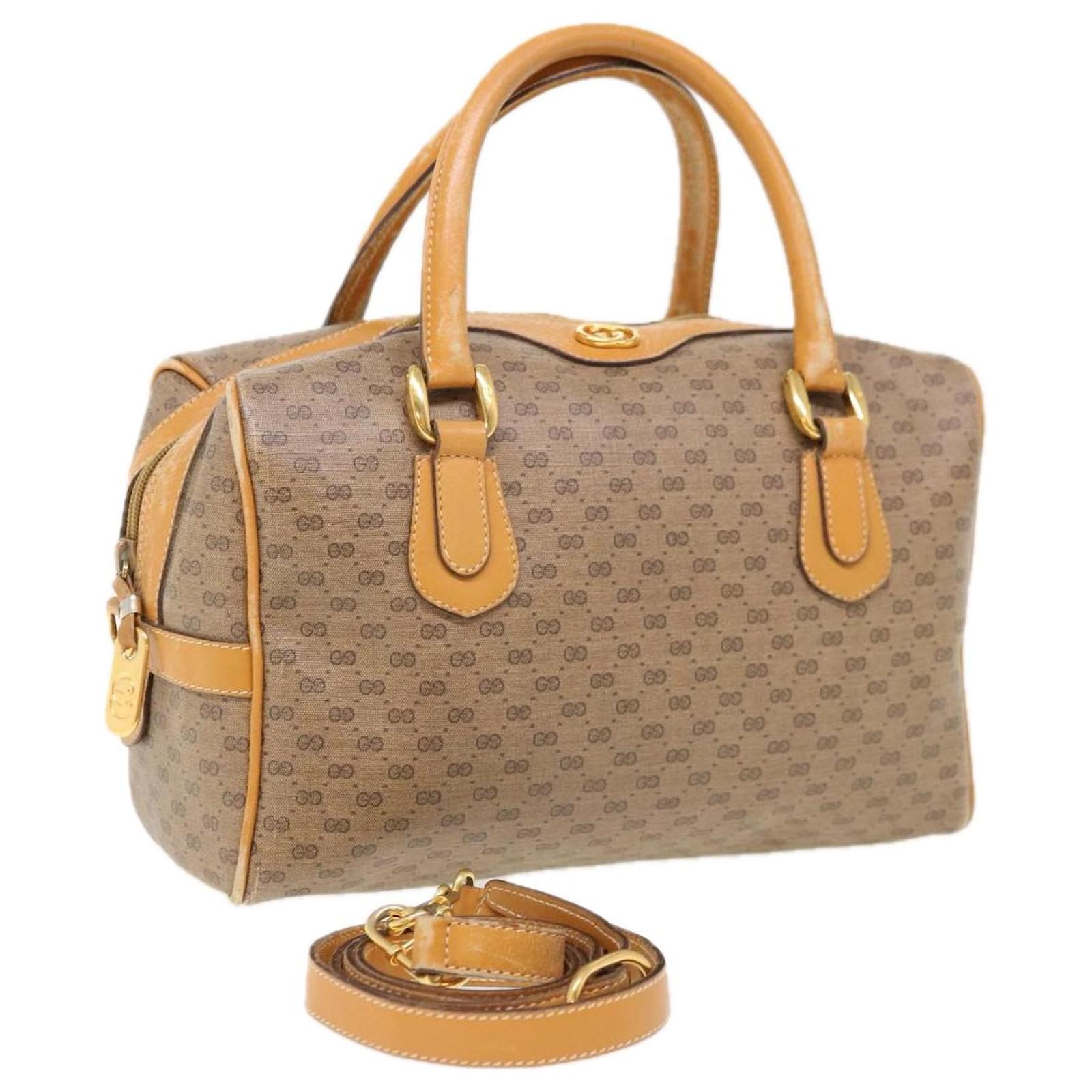 グッチ　ショルダーバッグ　マイクロGG　PVC　ゴールド金具　4661 GUCCI Micro GG Supreme Hand Bag PVC Leather Beige 002 58 4422 Auth