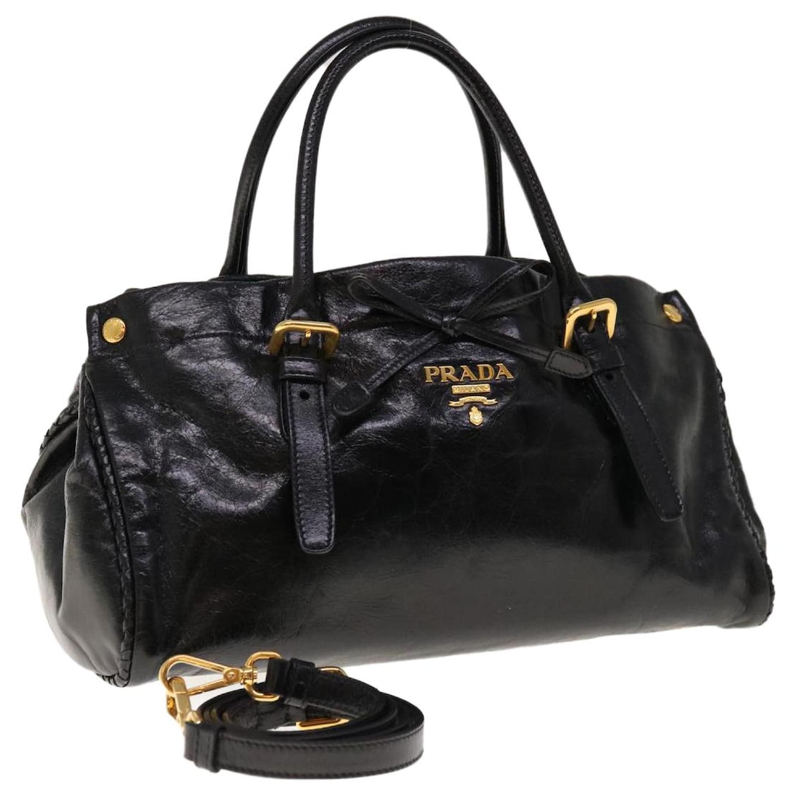 バッグ 1998FW PRADA HAND BAG Prada FW1998 black nylon shoulder bag with metal handle