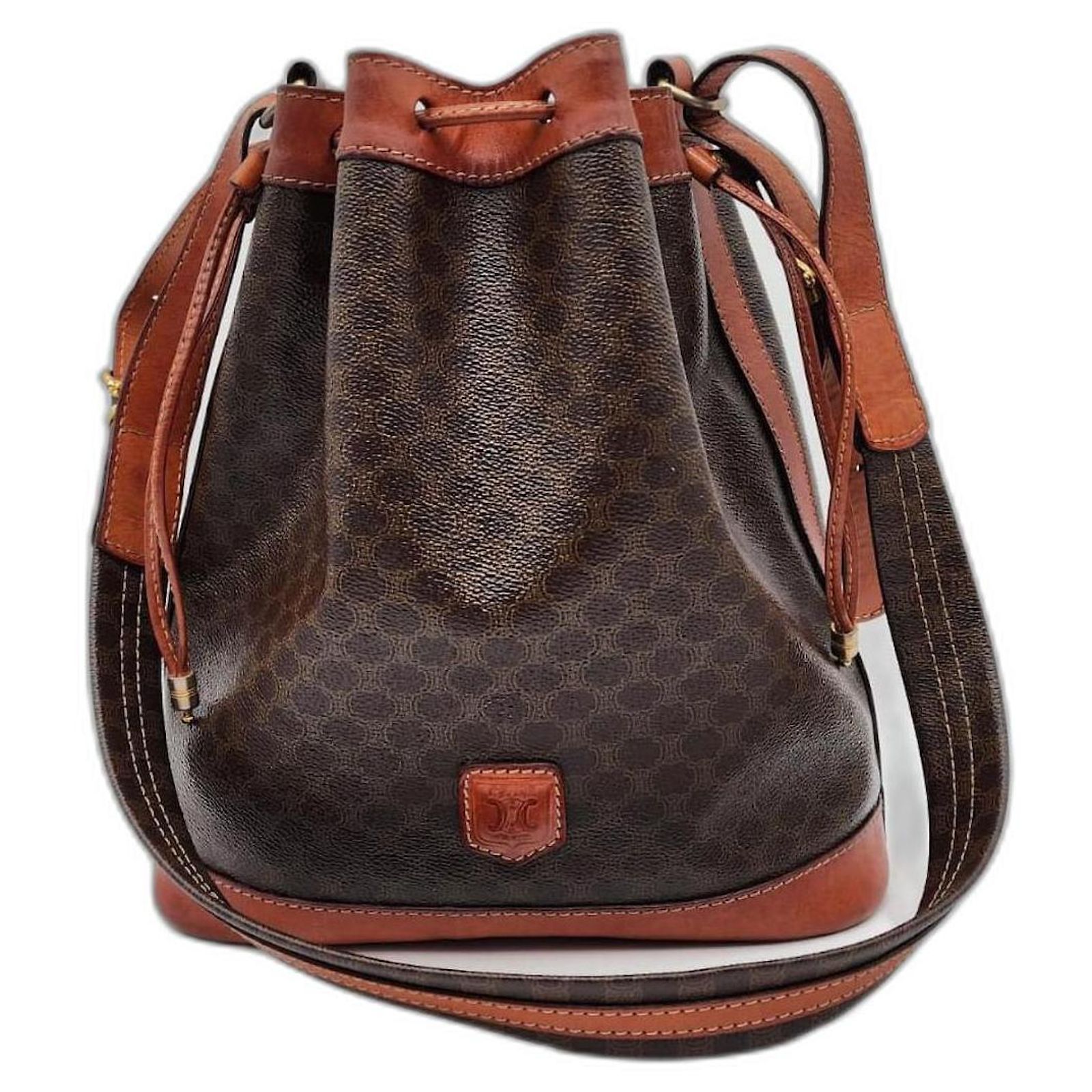c-line-celine-sac-seau-bucket-drawstring-bag-brown-cloth-ref-1236223