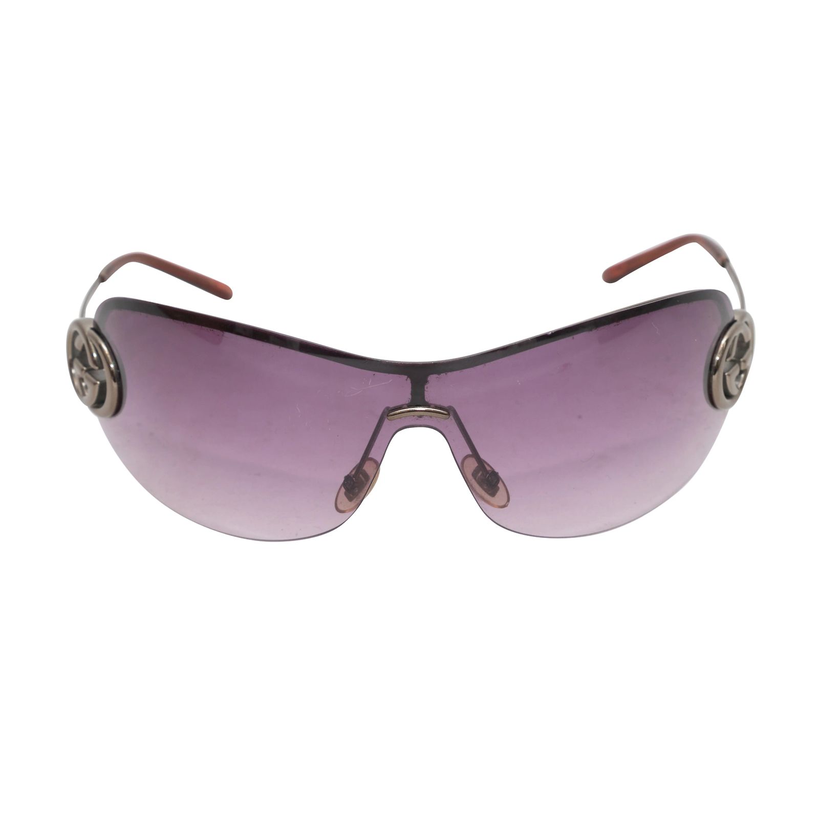 Vintage Silver-Tone Gucci Shield Sunglasses Silvery ref  display picture 3