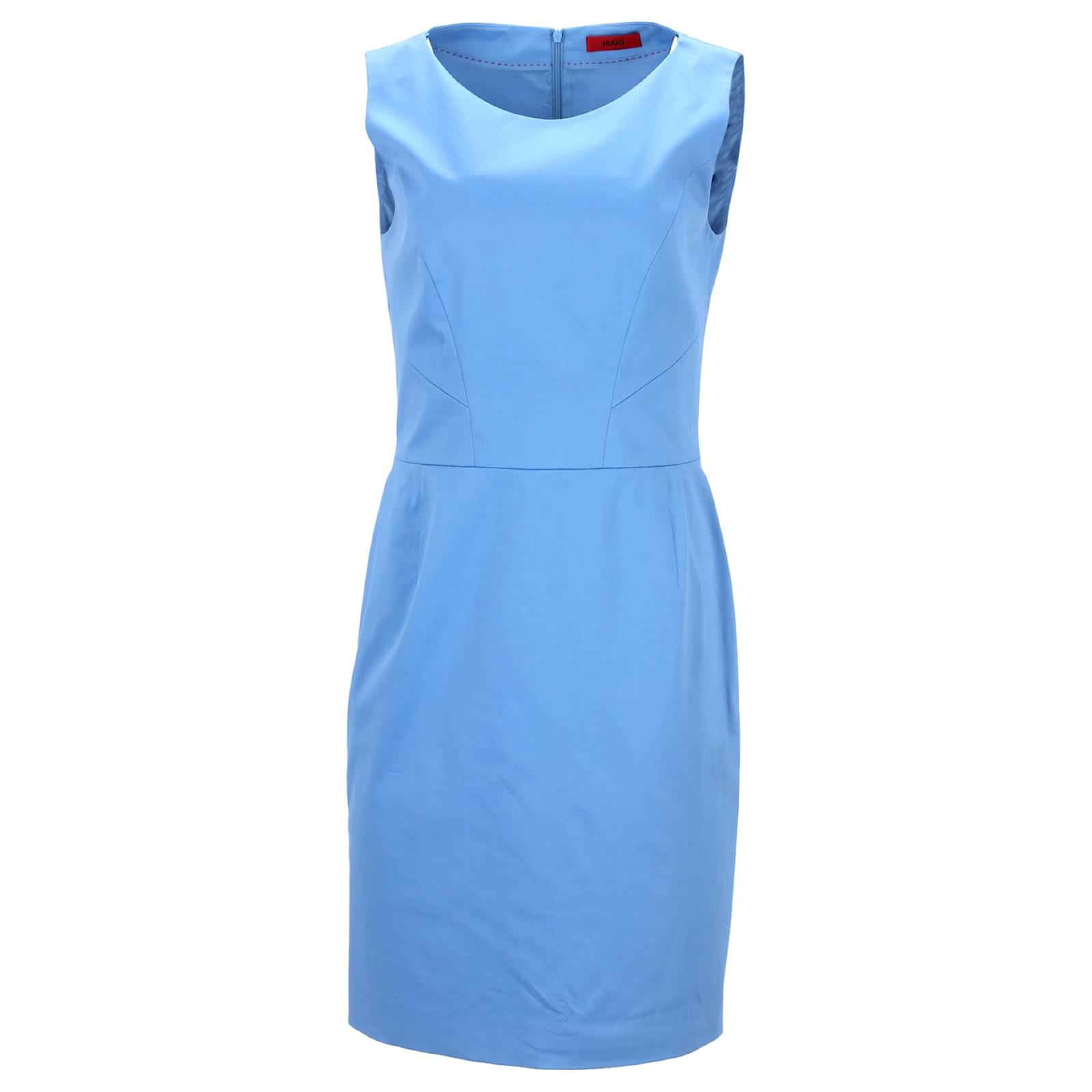 Hugo by Hugo Boss Sleeveless Dress in Blue Cotton (Sold) - Joli Closet