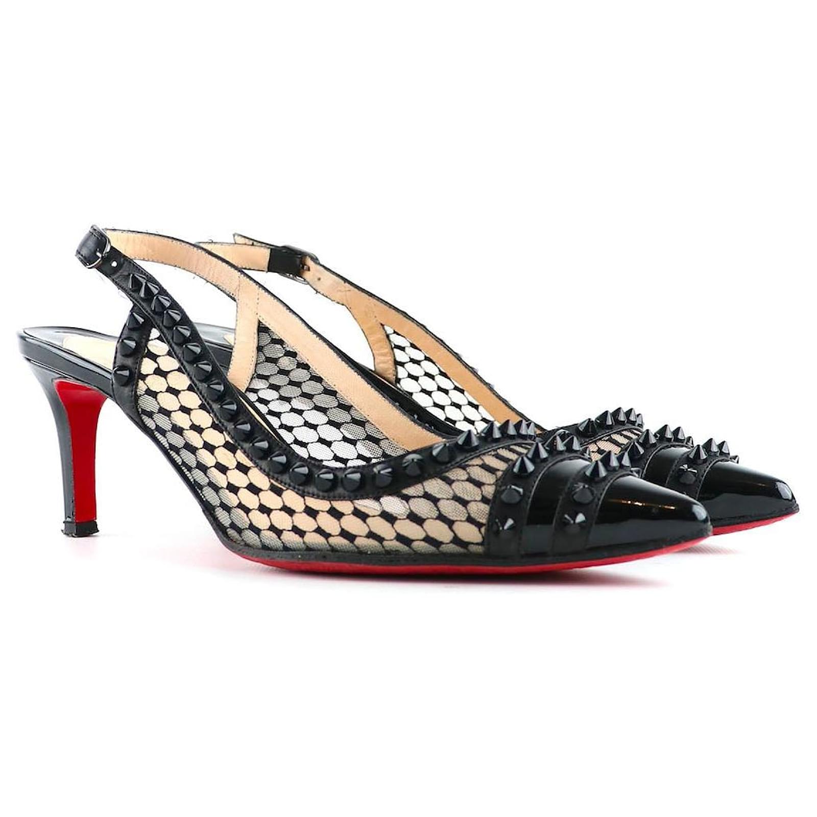 CHRISTIAN LOUBOUTIN Heels Follies Strass Black Leather ref.1248662 Joli Closet