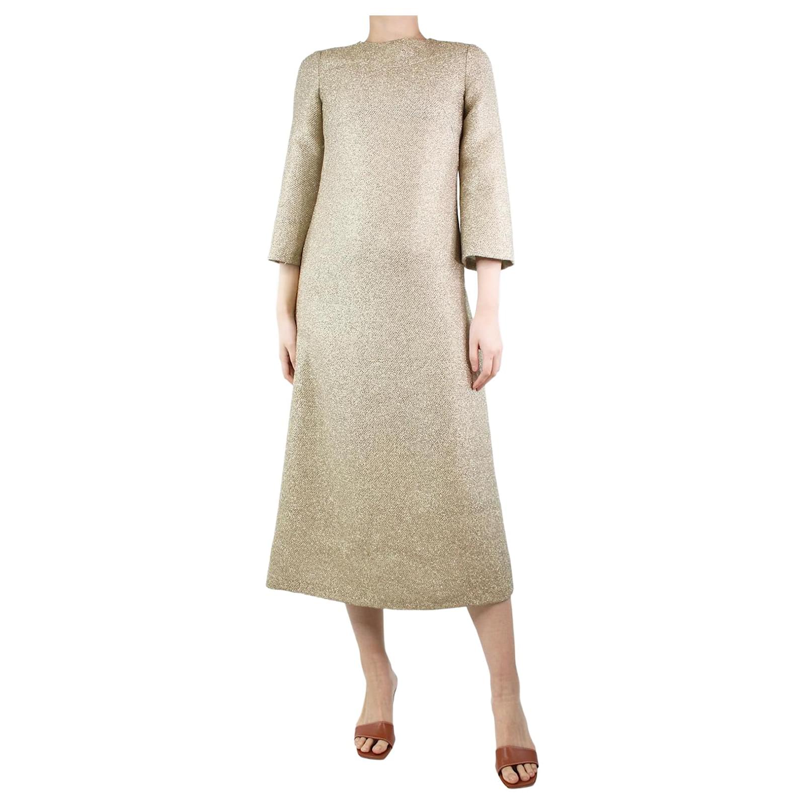 Bella Freud Gold lurex midi dress - size UK 8 Golden Polyester  ref.JC1249794 (Sold) - Joli Closet