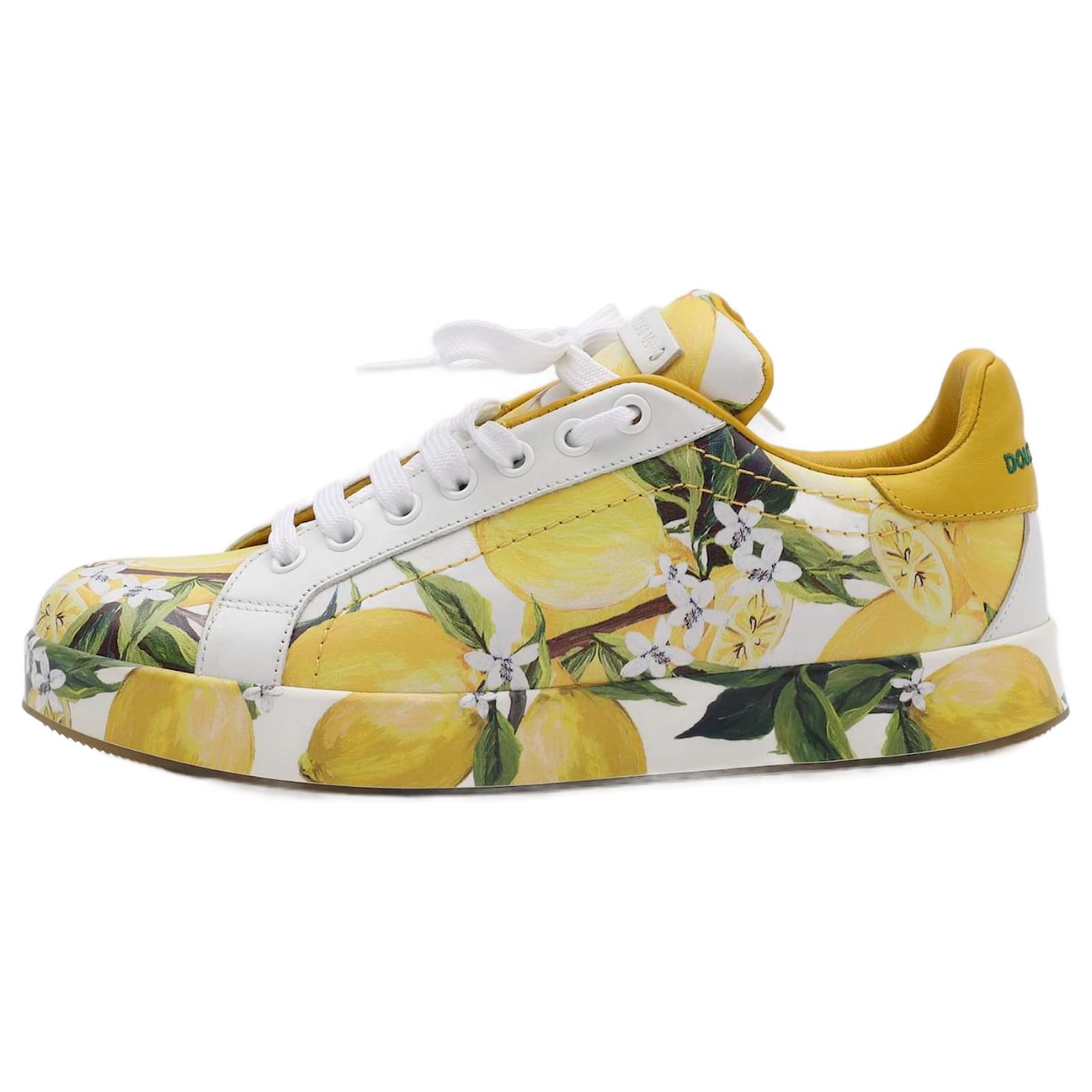 DOLCE & GABBANA Low-Top Lemon Print Sneakers in 37 eu Yellow