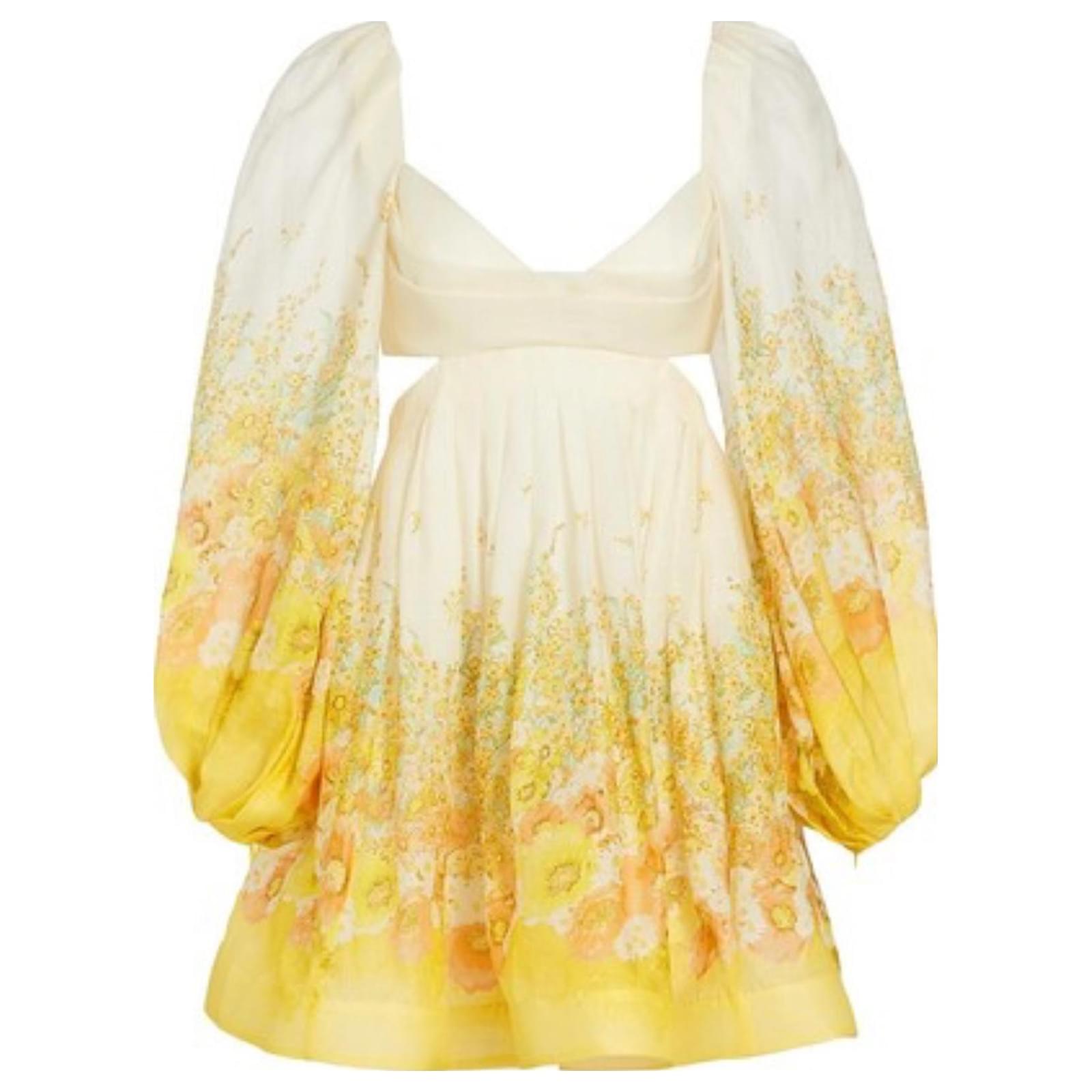 zimmermann white and gold dress ZIMMERMANN geometric-print Belted Shirt Dress | Neutrals
