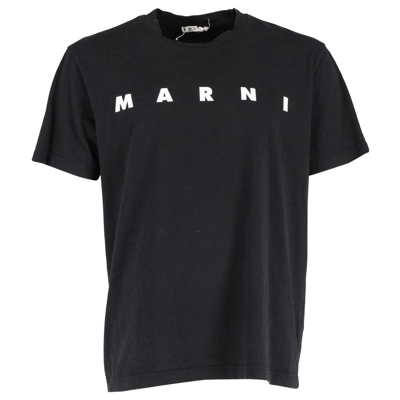 MARNI Black cotton logo tシャツ 38 【公式通販】
