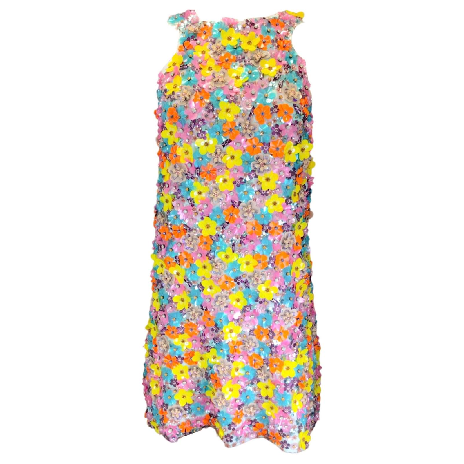 Moschino Couture Multicolored Floral Embellished Sleeveless