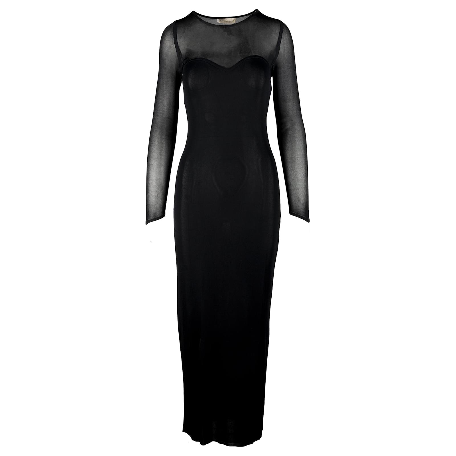 Thierry Mugler Mugler Mesh Long Dress Black Viscose ref.1281367 - Joli  Closet