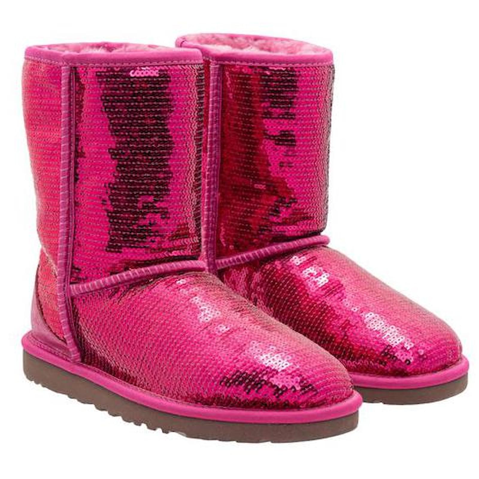 Ugg Sequinned Ugg Boots Pink Synthetic Wool ref.1284539 Joli Closet