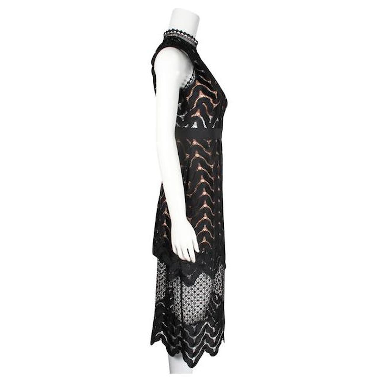 black tie invited dress code Self Portrait Black Lace Dress With Sheer Short Sleeve Top – Phoenix Style