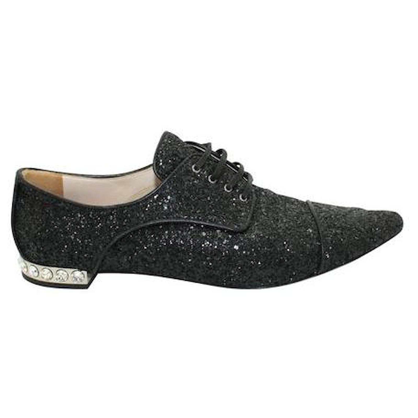 靴 \"miu miu\" pointed toe leather derby miu miu pointed toe leather derby
