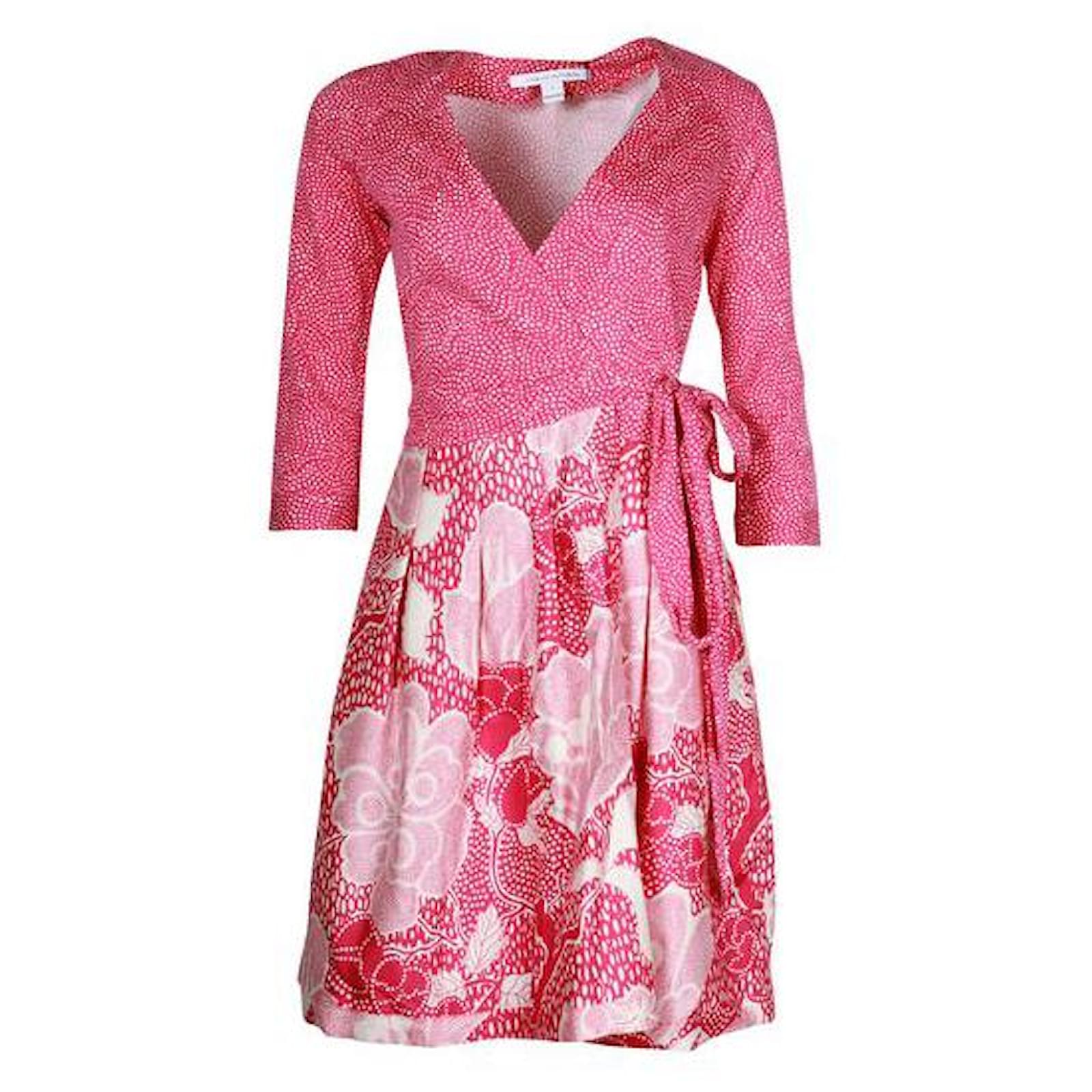 diane von furstenberg pink wrap dress Diane Von Furstenberg Vintage Pink Wrap Dress 100%
