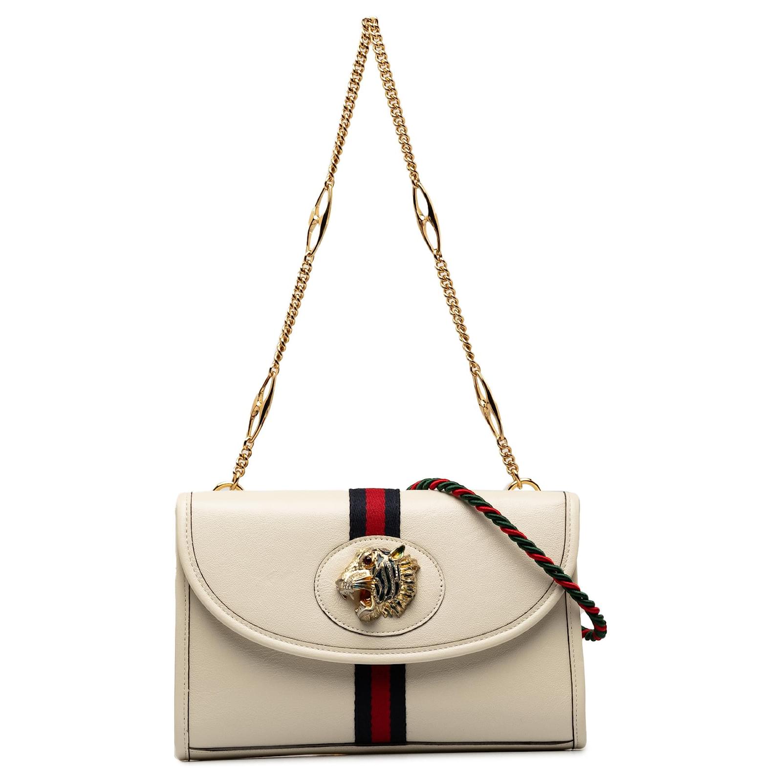 Gucci White Small Rajah Web Chain Crossbody Bag Leather Pony style calfskin ref.1291411 Joli Closet