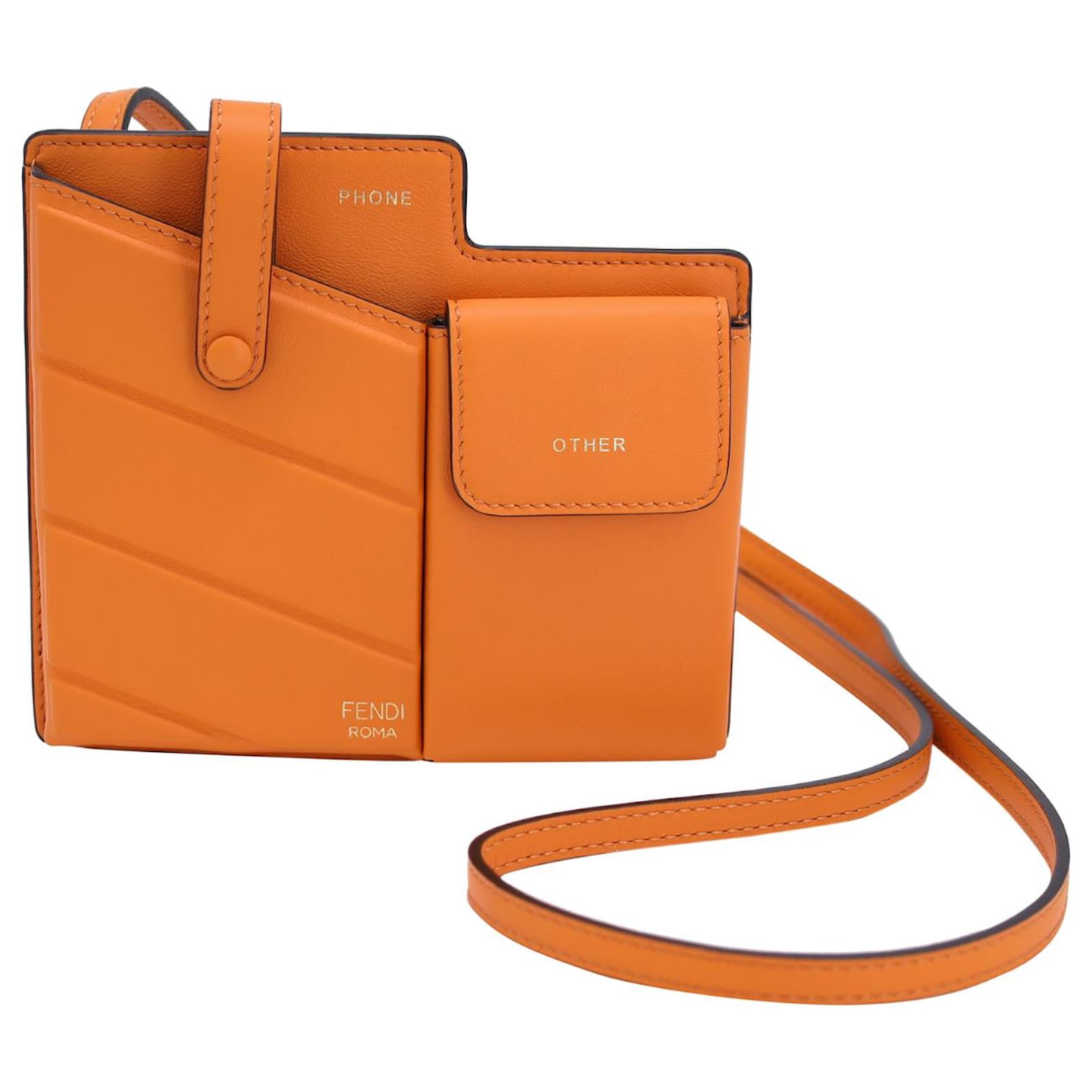 Fendi 2 Pockets Mini Bag in Orange Leather ref.1291846 Joli Closet