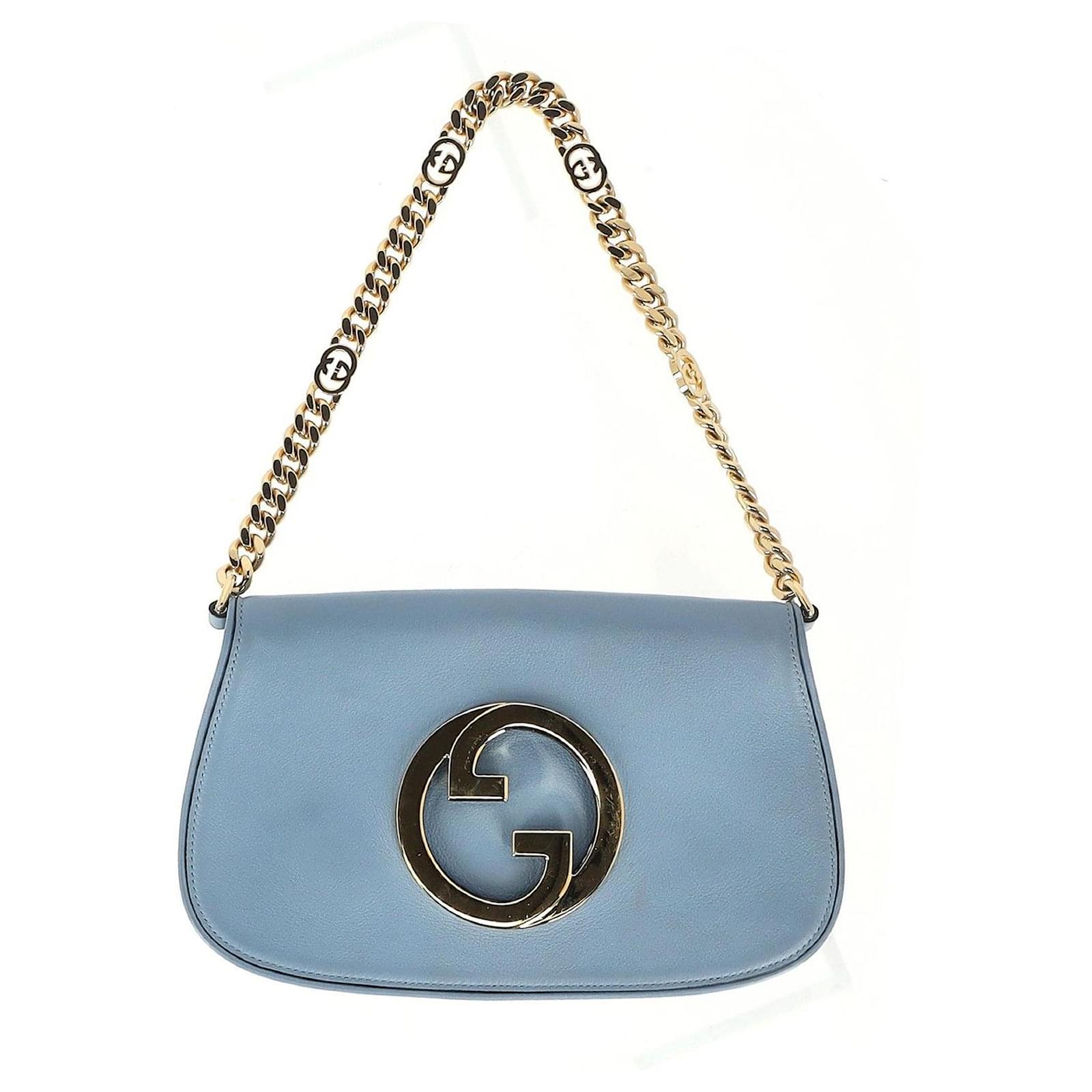 Gucci Blondie Schultertasche aus Cloudy Blue Leder