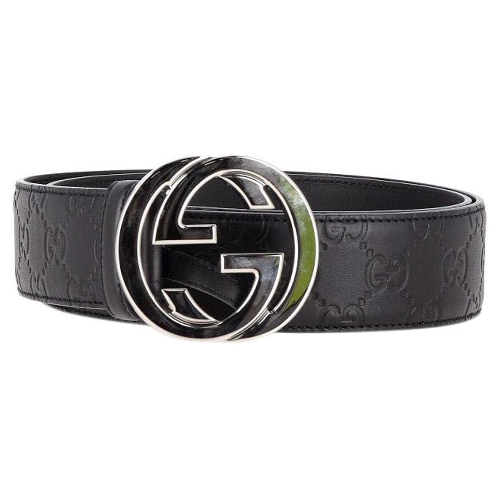 Cintura Gucci Guccissima GG intrecciata in pelle nera Nero ref.1292706 Joli Closet