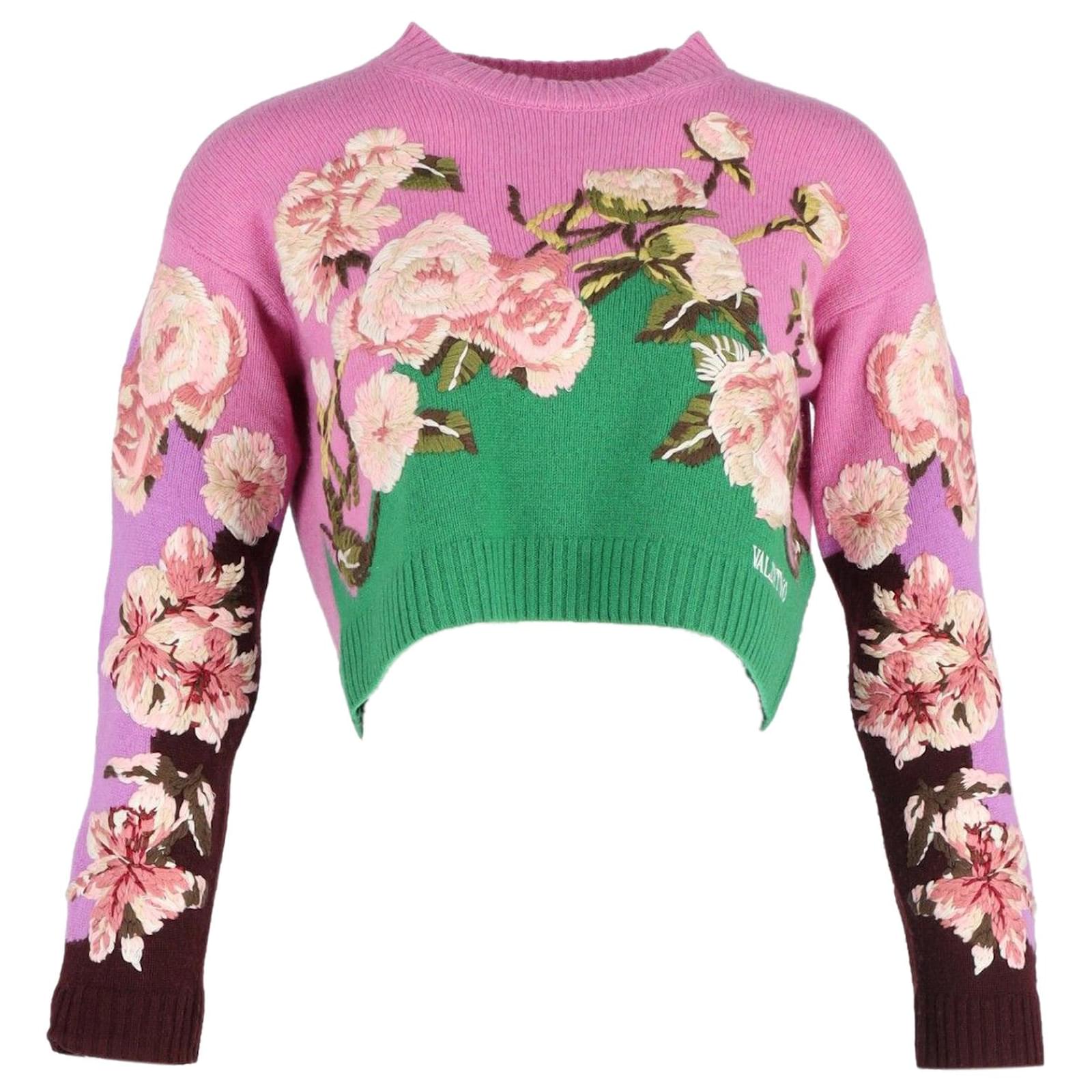 Valentino Garavani Valentino Flower Collage Cropped Sweater