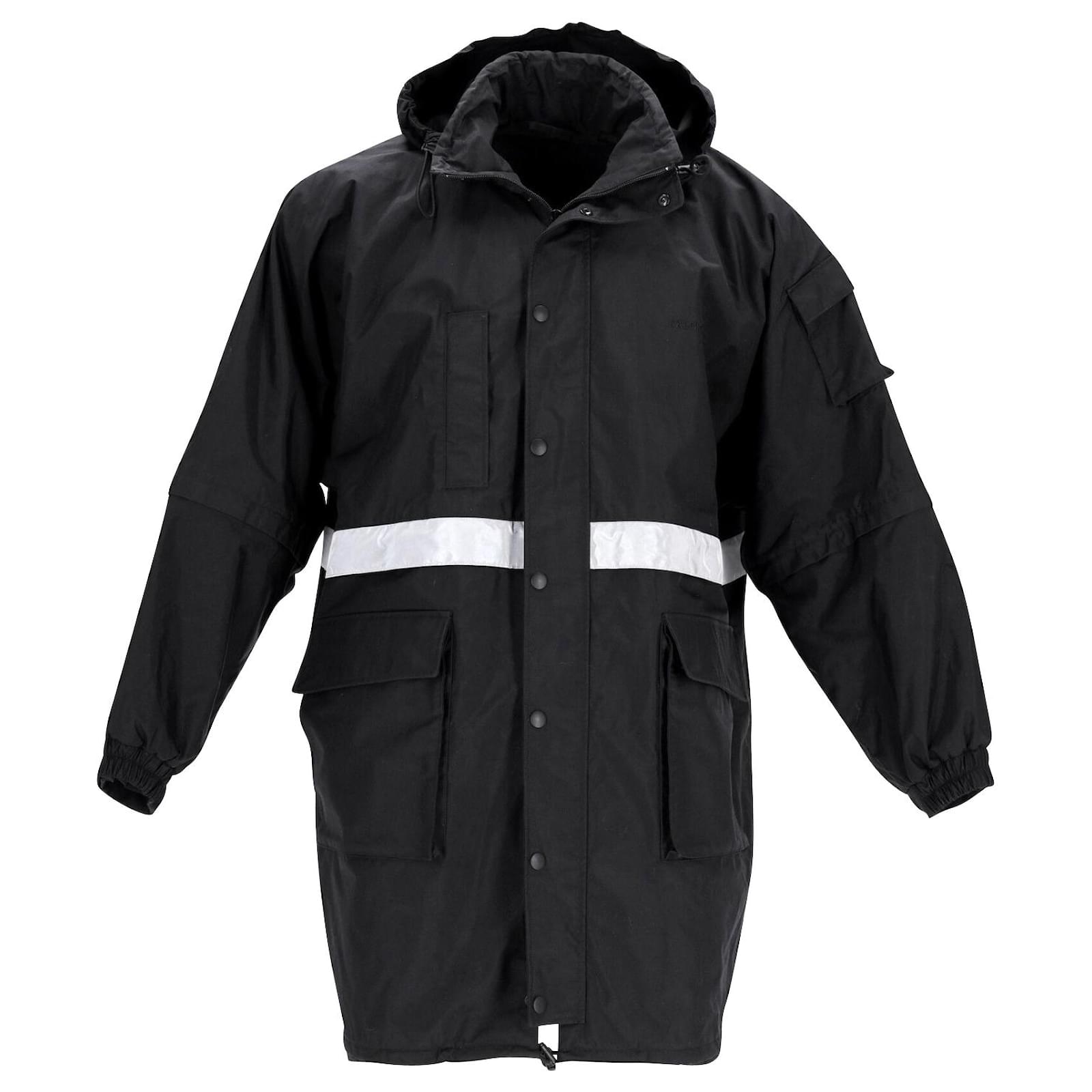 Balenciaga Reflective Stripe Zip-front Parka in Black Nylon