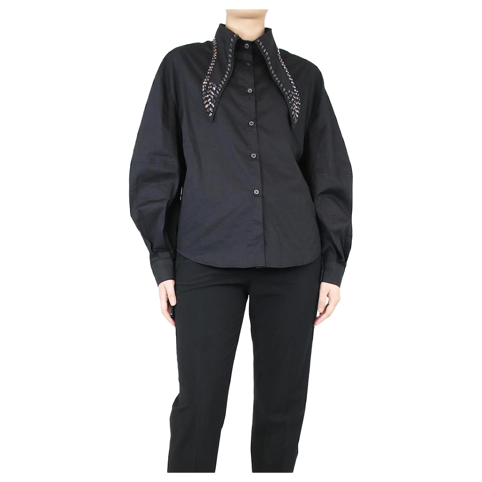 Miu Miu Black bejewelled collar shirt - size S Cotton ref.1292894 ...