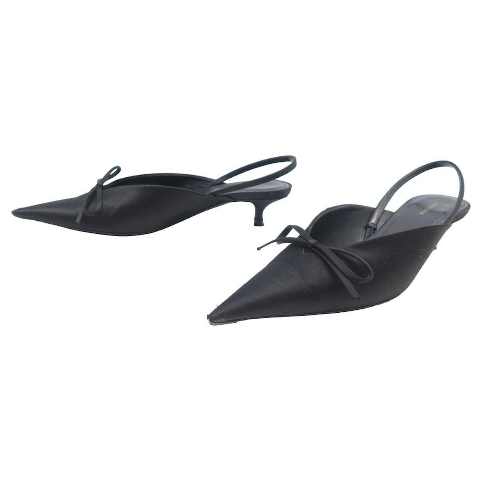 BALENCIAGA HEEL PUMPS SLINGBACK KNIFE MULES 548173 36 Shoes Black Satin ref.1294332 Joli Closet