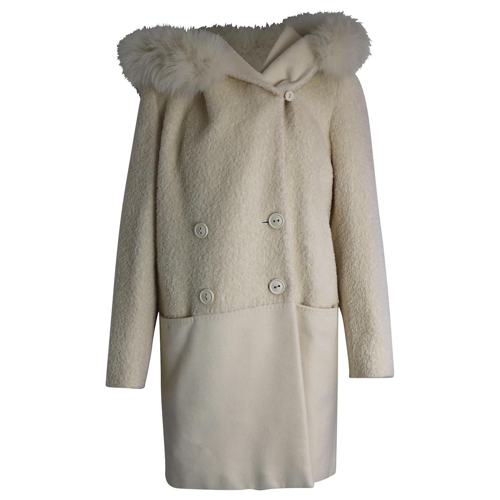 Cappotto Max Mara Vicky con petto foderato in misto alpaca bianco