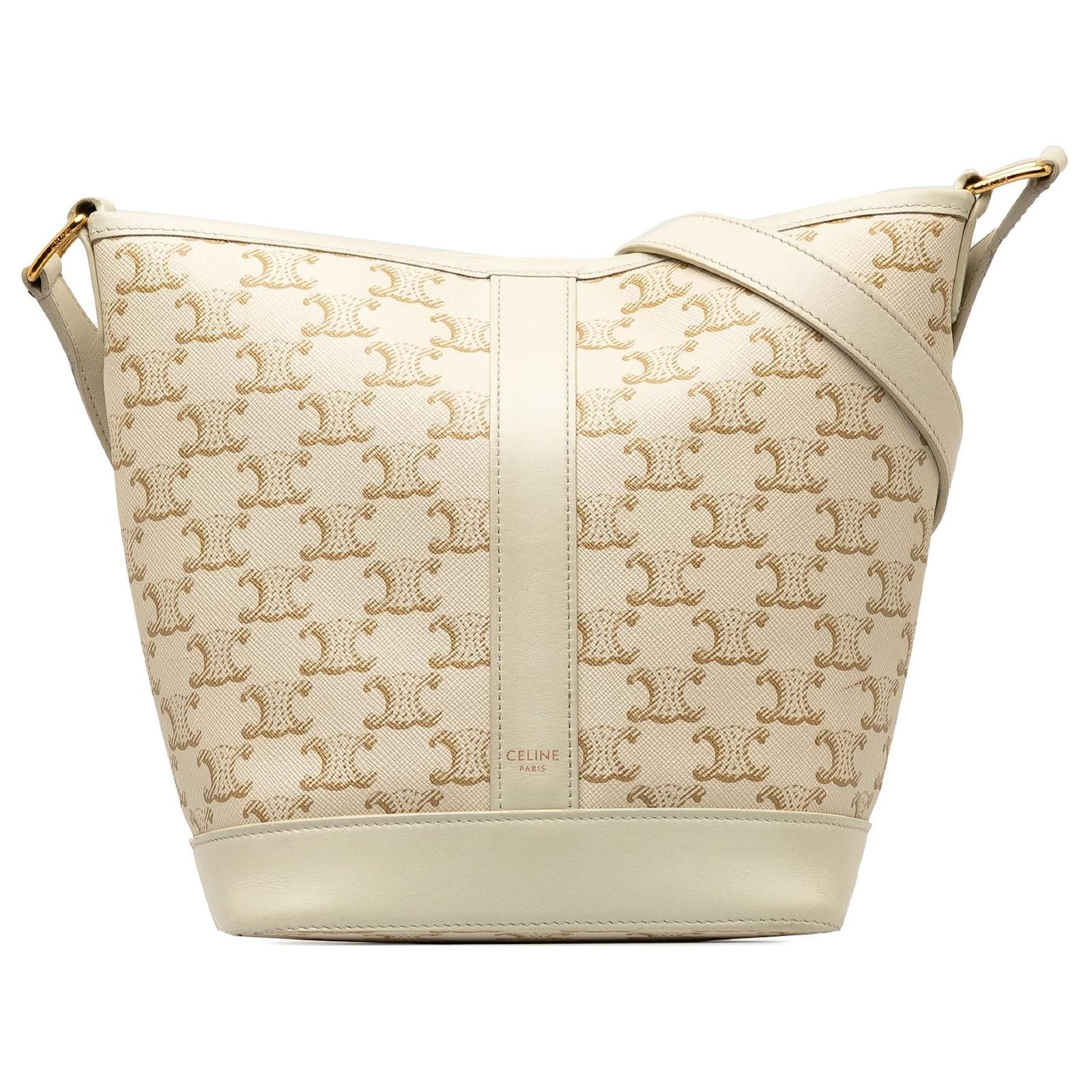 Céline Beige Celine Small Triomphe Bucket Bag Leather