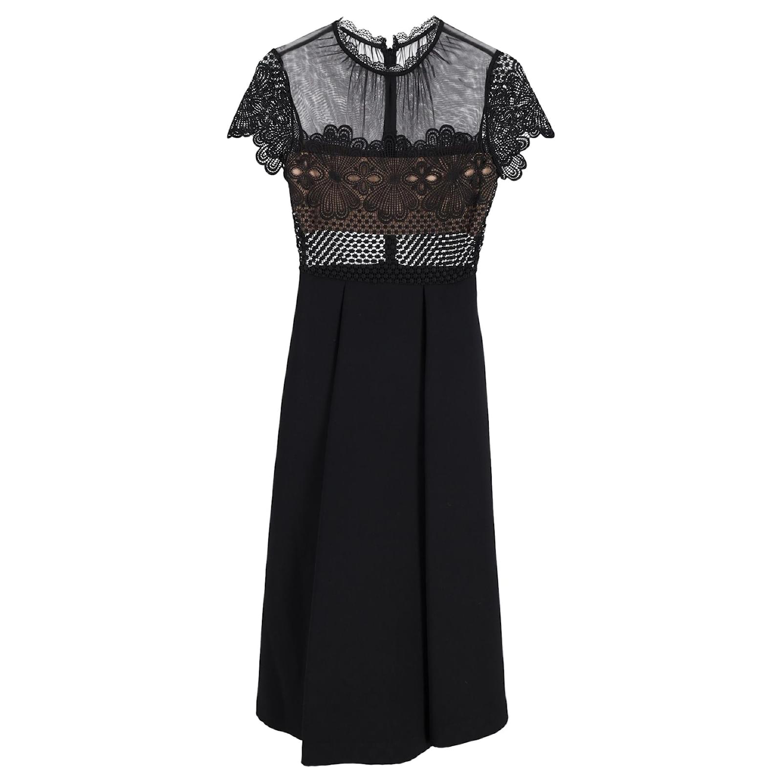 chinese dress ladies Black Floral Lace Midi Dress – self-portrait-US main image 1