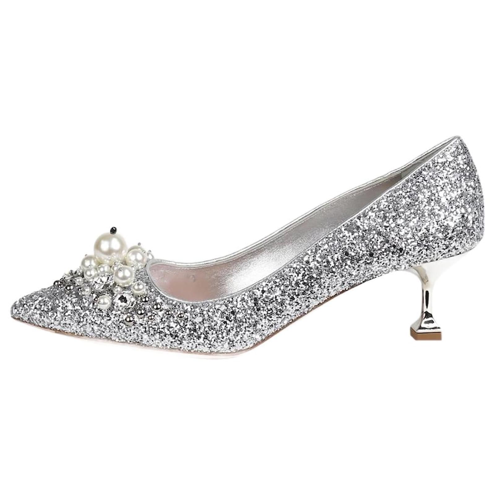Miu Miu Silver sparkly faux-pearl pumps - size EU 38 Silvery Miu Miu Silver sparkly faux-pearl pumps - size EU 38 Silvery