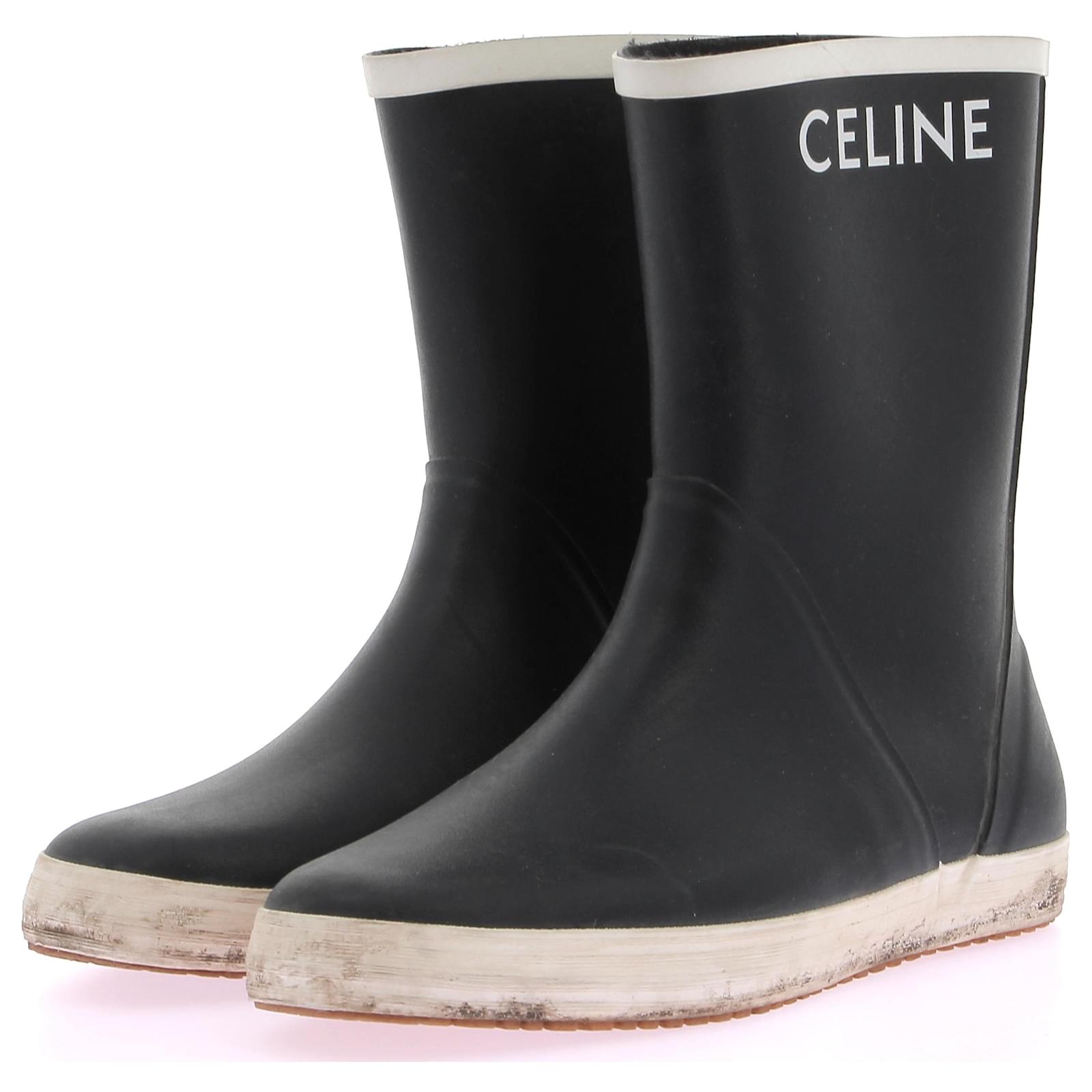 Céline Celine Stiefel 39 Gummi Schwarz Joli Closet