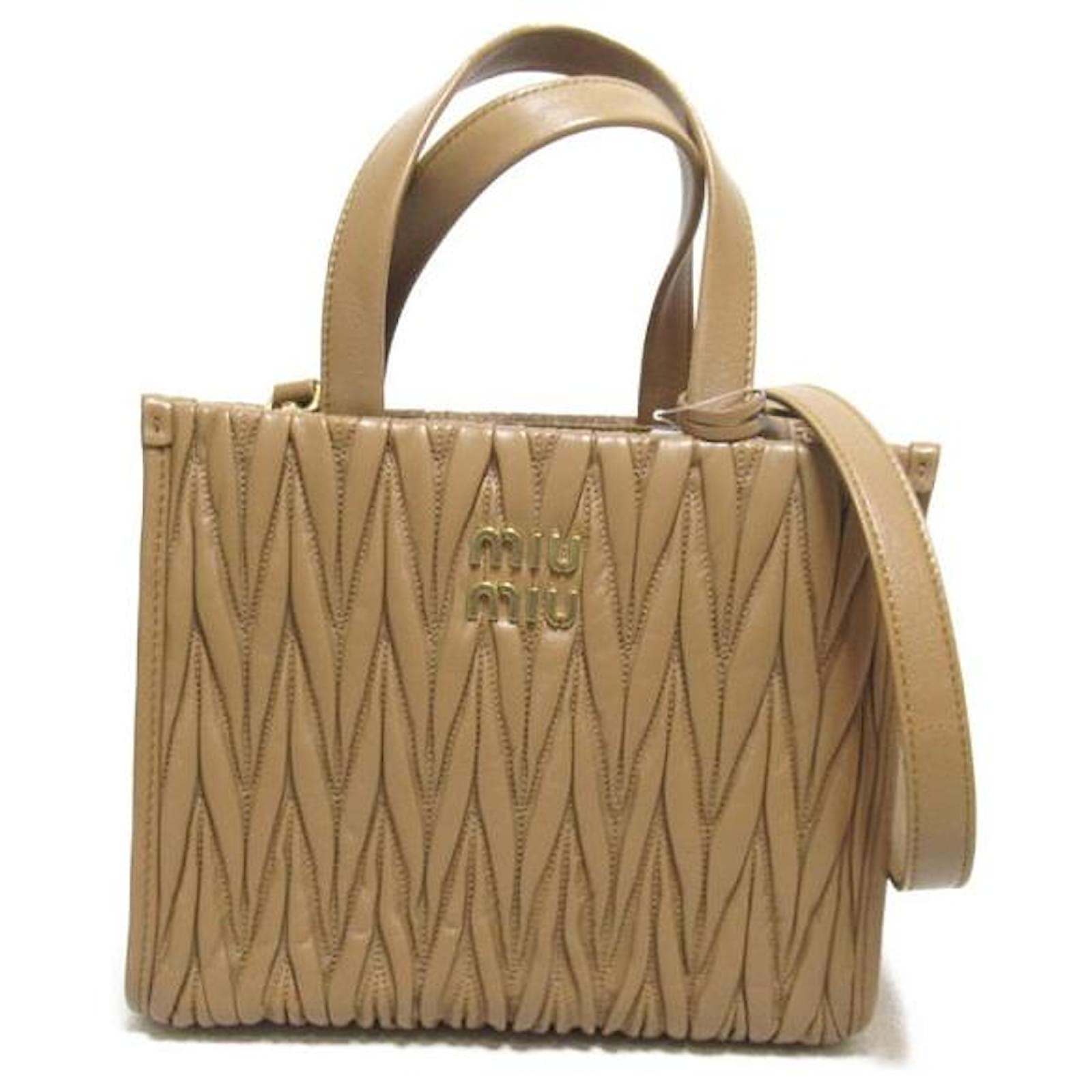 Miu Miu Matelasse Nappa Leather Tote Brown Pony-style calfskin ref
