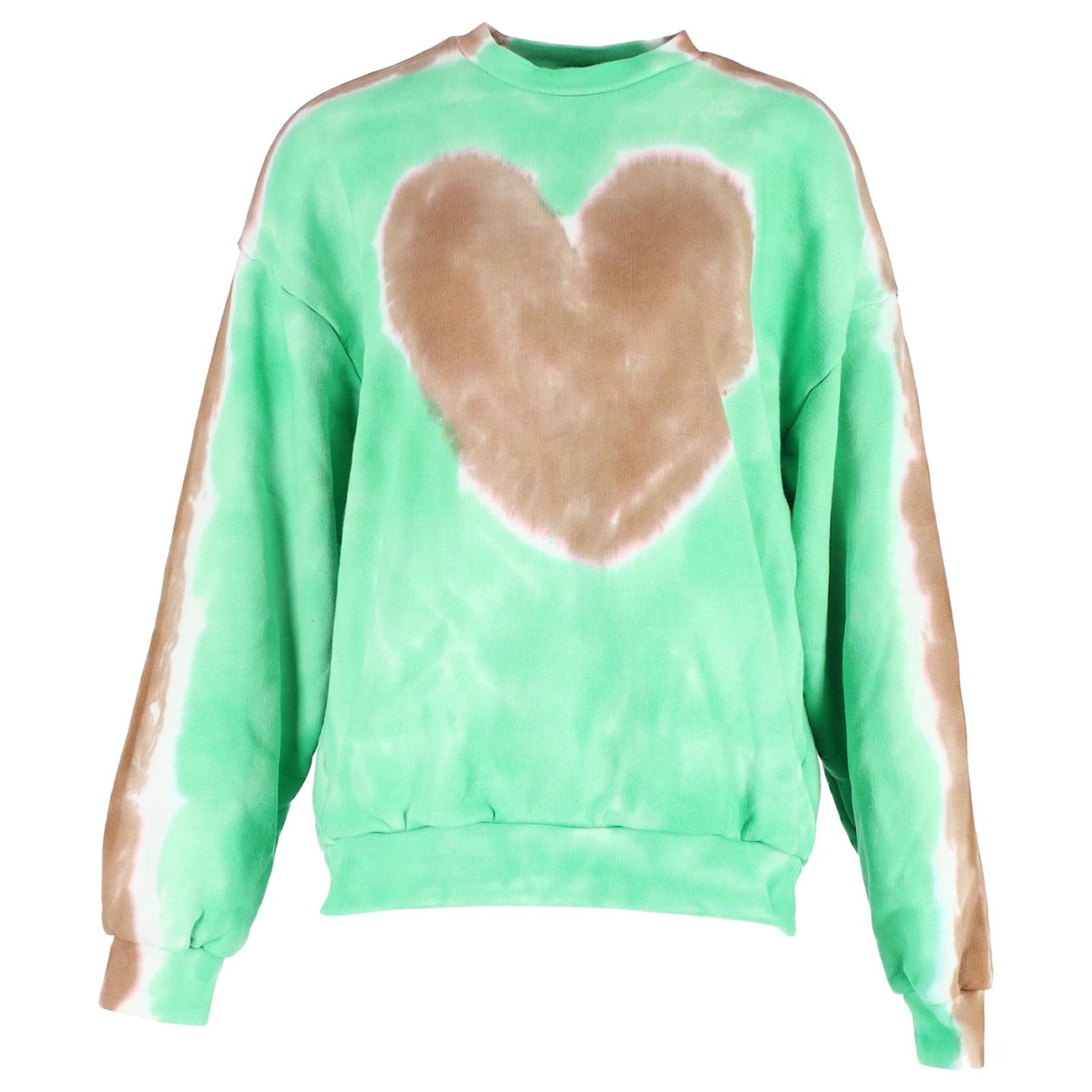 Acne Studios Heart Tie-Dye Sweatshirt in Green Organic Cotton ref