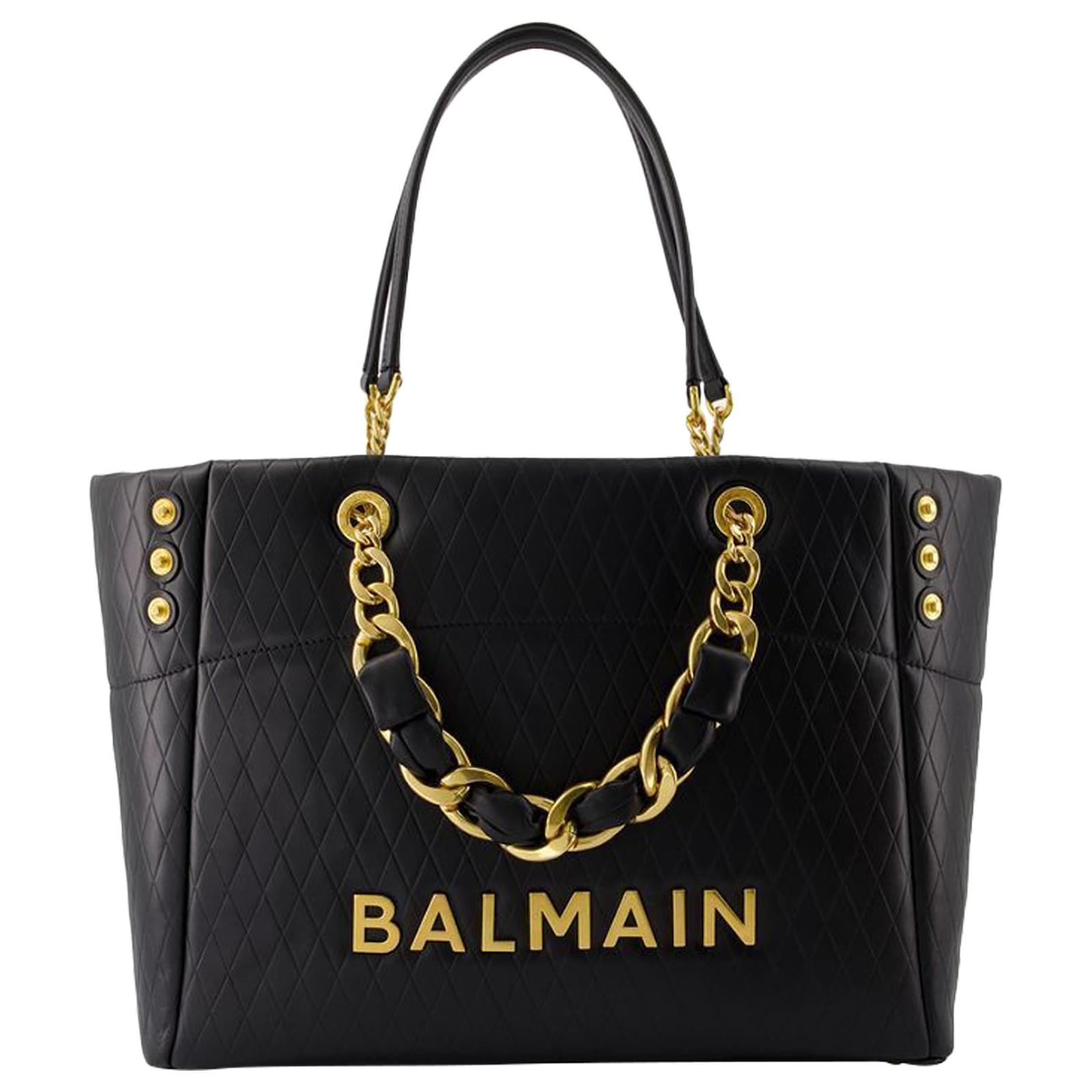 1945 Shoulder Bag Balmain Leather Black Pony-style calfskin