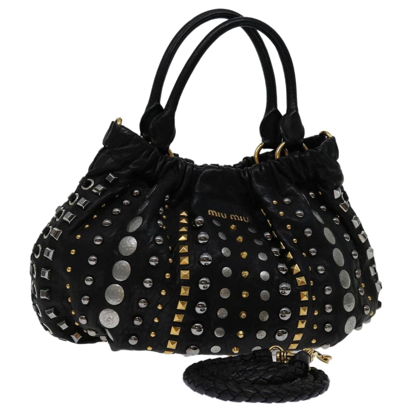 Miu Miu 1990s Black Studs Shoulder Bag Rare Vintage Archive