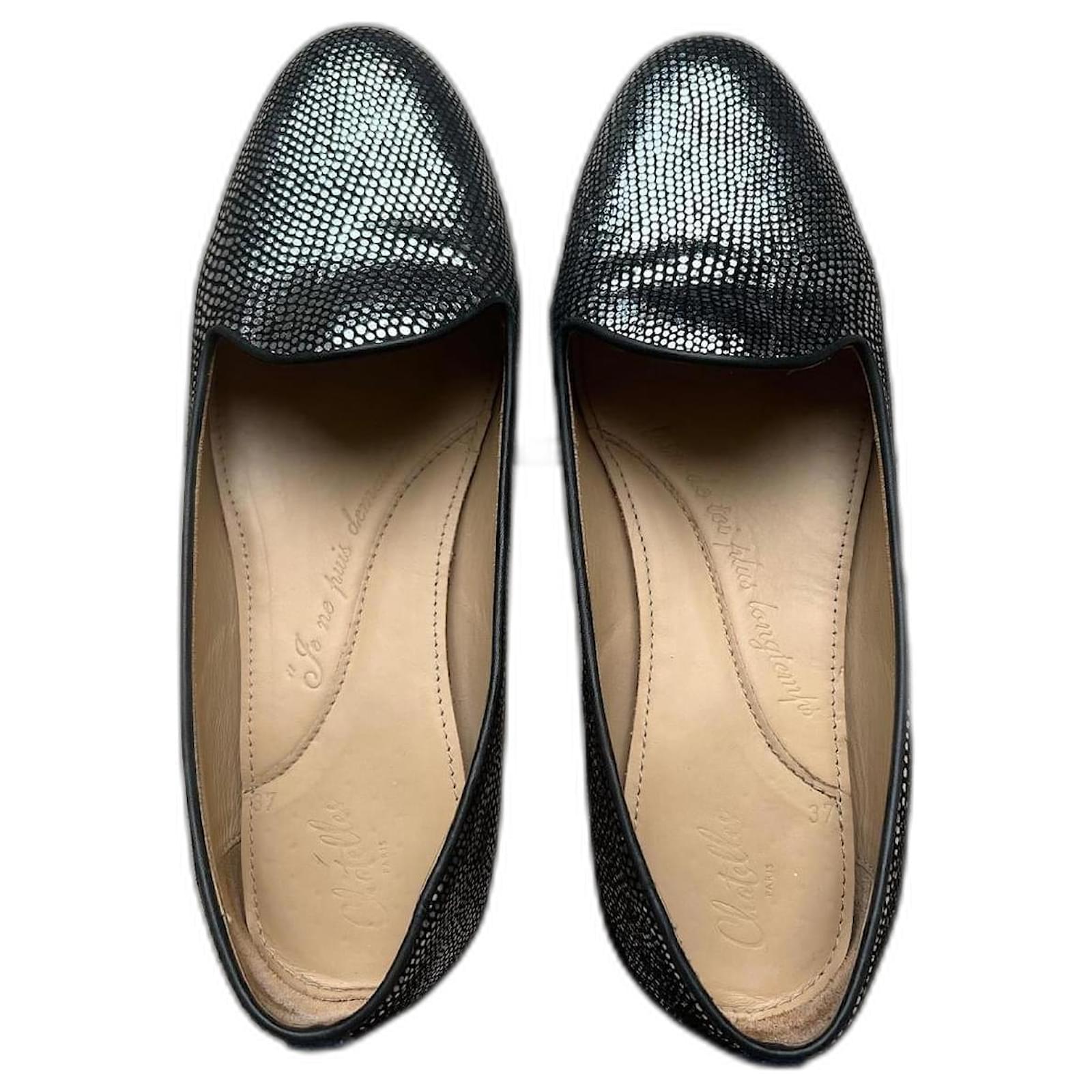 Chatelles Silver slippers Silvery Leather Joli Closet