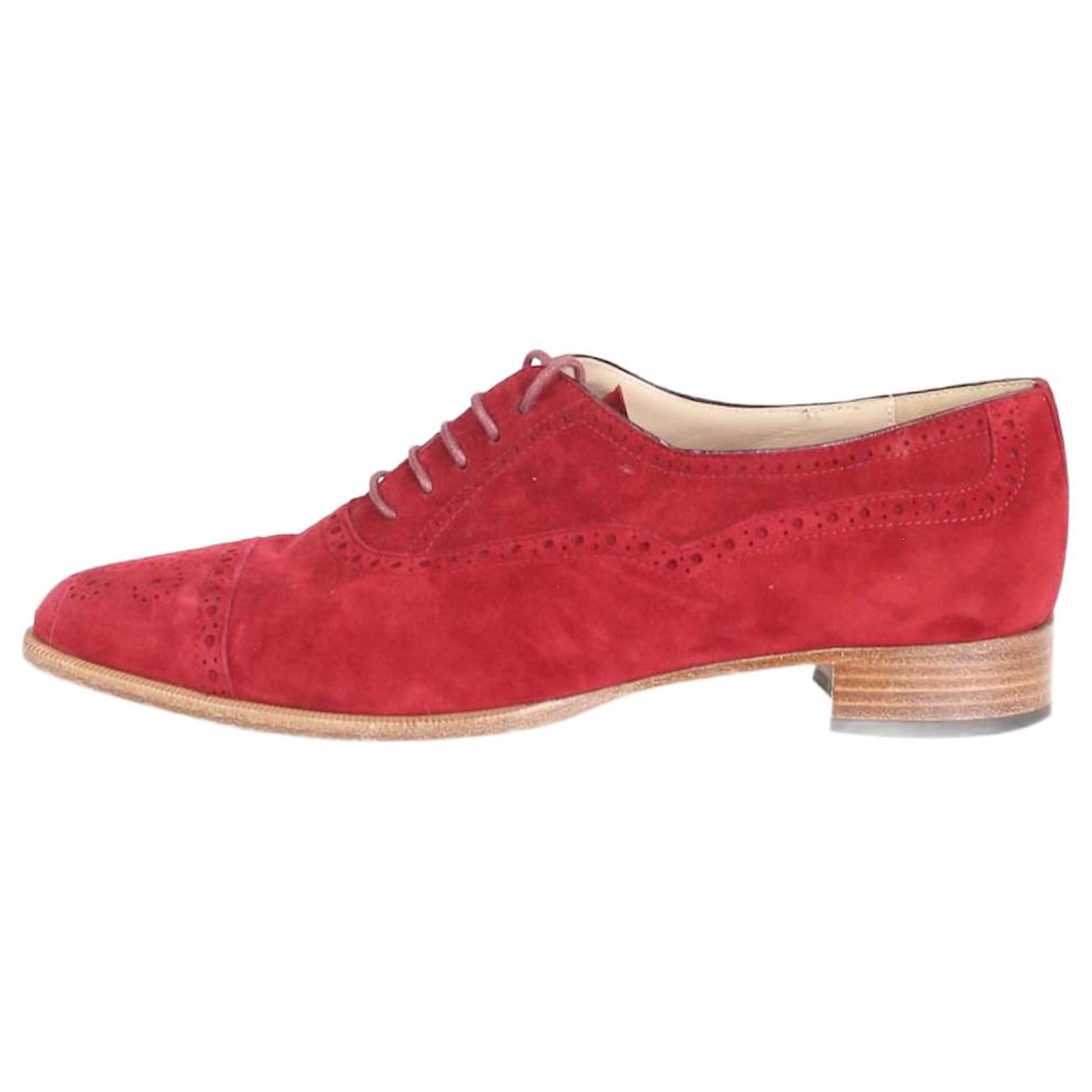 Manolo Blahnik Zapatos brouges de ante rojo talla UE 37 Roja