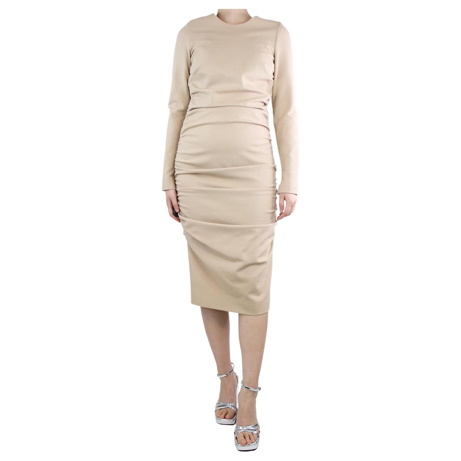 Dolce & Gabbana Cream ruched midi dress - size UK 14 ref.JC1320792 (Sold) - Joli Closet Dolce & Gabbana Cream ruched midi dress - size UK 14 ref.JC1320792 (Sold) - Joli Closet