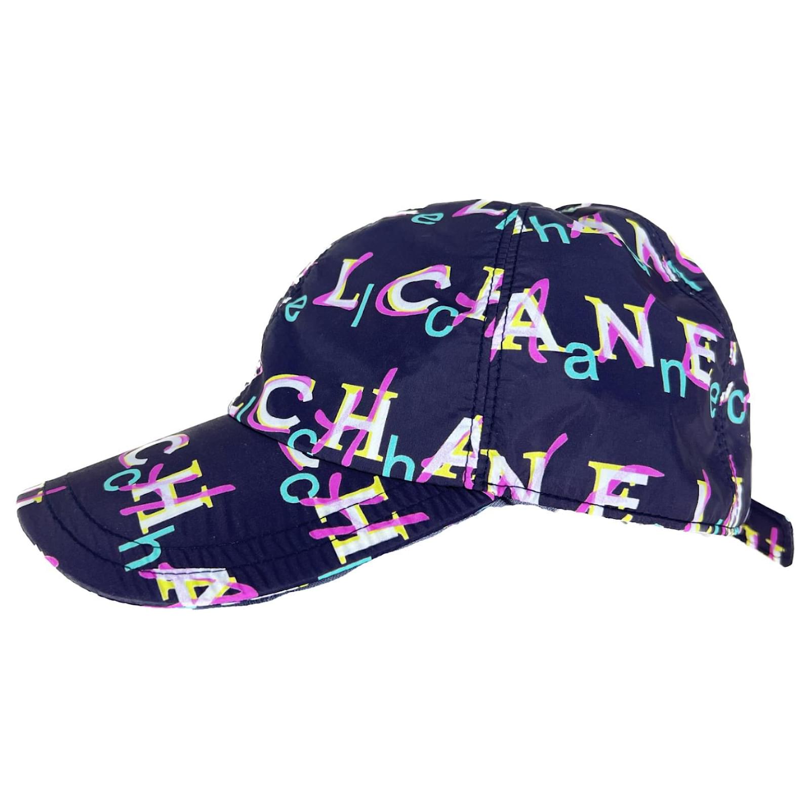 Chanel CC Logo Graffiti Black Baseball Cap Multiple colors Polyamide ...