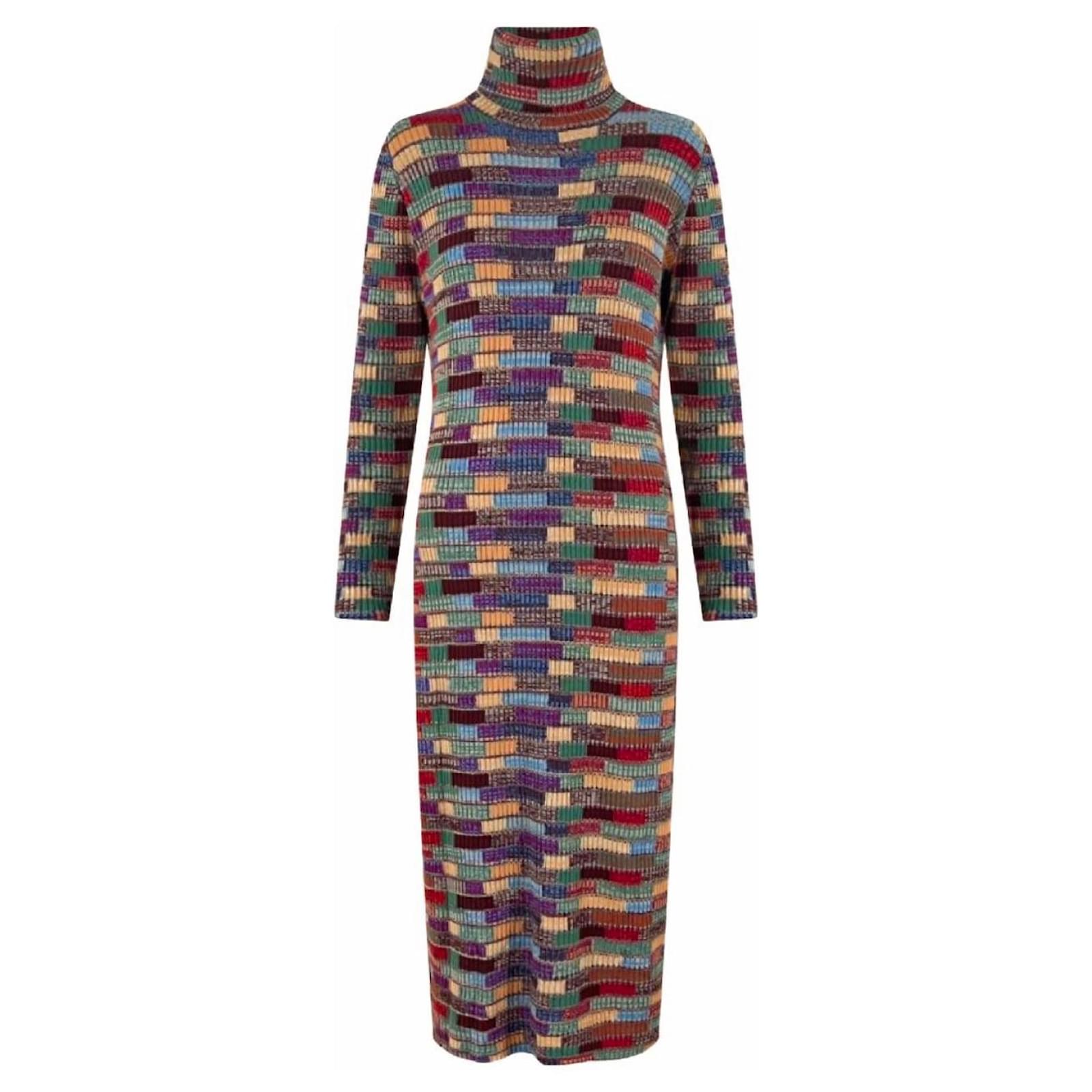 Vetements Robe Maxi Capuche Soie Multicolore Imprimé Logo XS