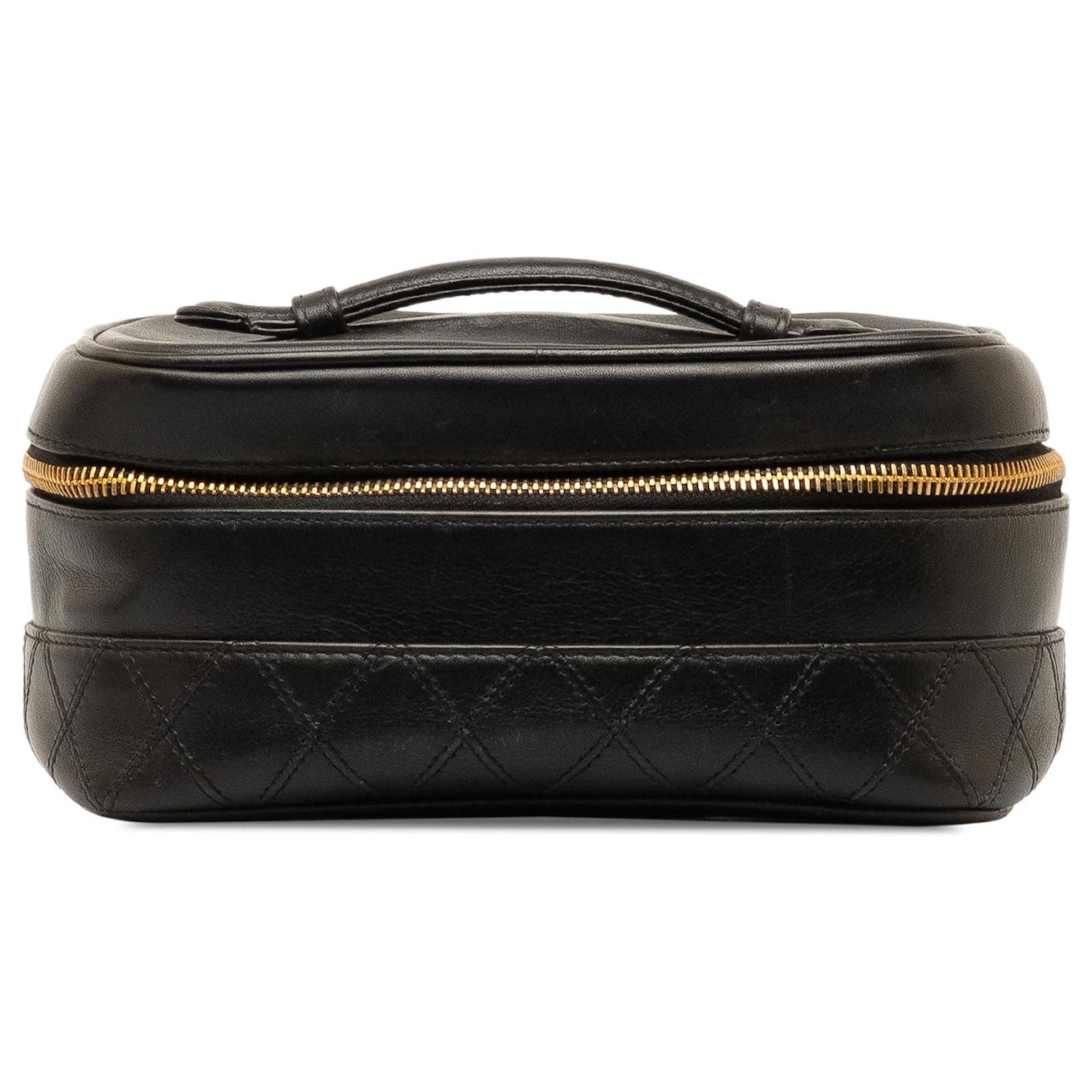 MINI VANITY CASE 18 IN BLACK LAMBSKIN