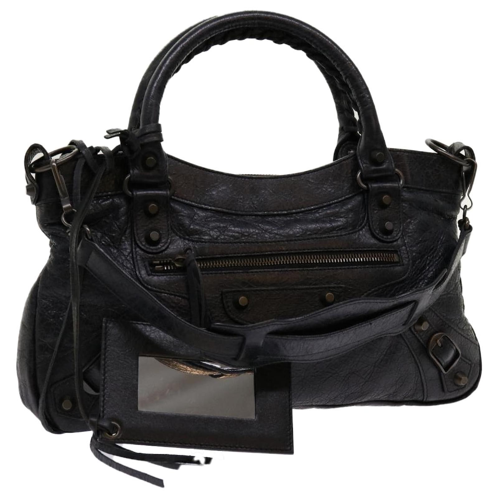 BALENCIAGA The first Hand Bag Leather 2way Black 103208 Auth BALENCIAGA The first Hand Bag Leather 2way Black 103208 Auth